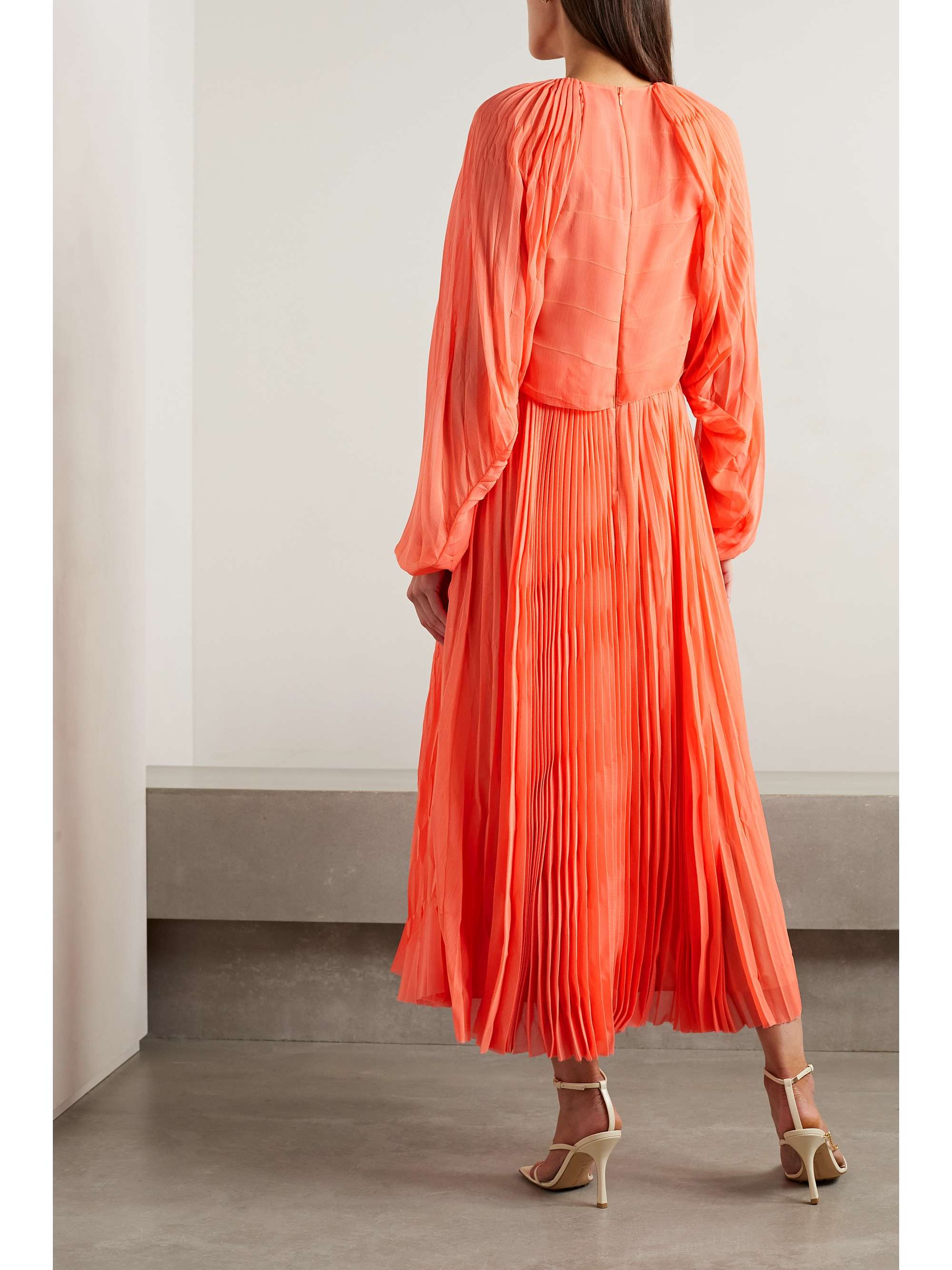 PARTOW Coraline layered pleated crepe midi dress
