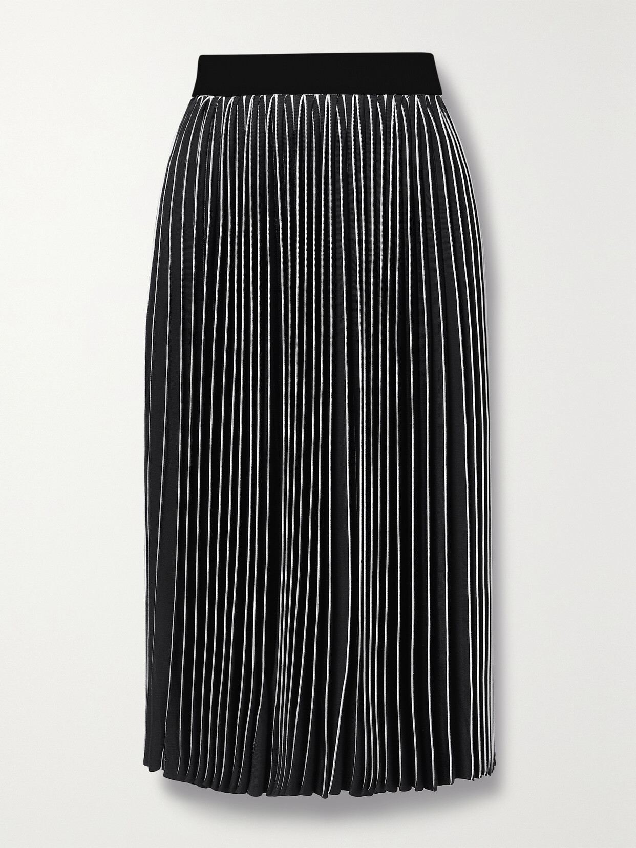 PARTOW Gigi Pleated Two-tone Stretch-knit Midi Skirt - Black