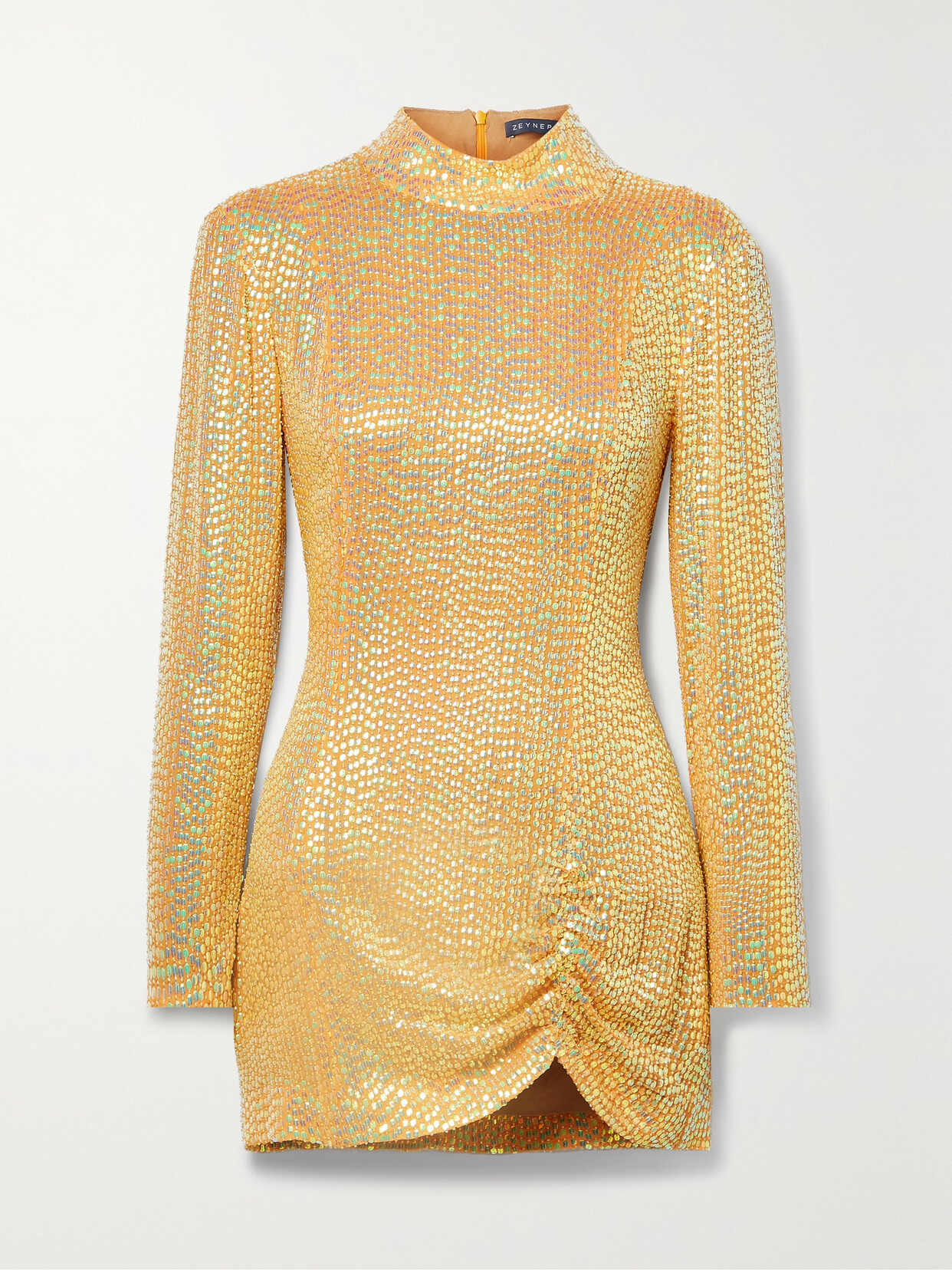 Zeynep Arçay Ruched Embellished Silk-chiffon Mini Dress