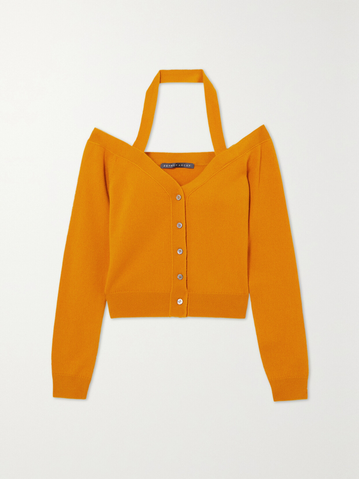 Zeynep Arçay Off-the-shoulder Halterneck Cashmere Cardigan - Gold