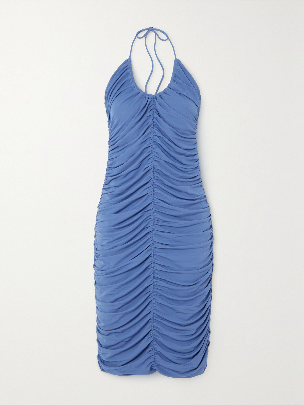 Zeynep Arçay Ruched Halterneck Stretch-jersey Midi Dress - Blue