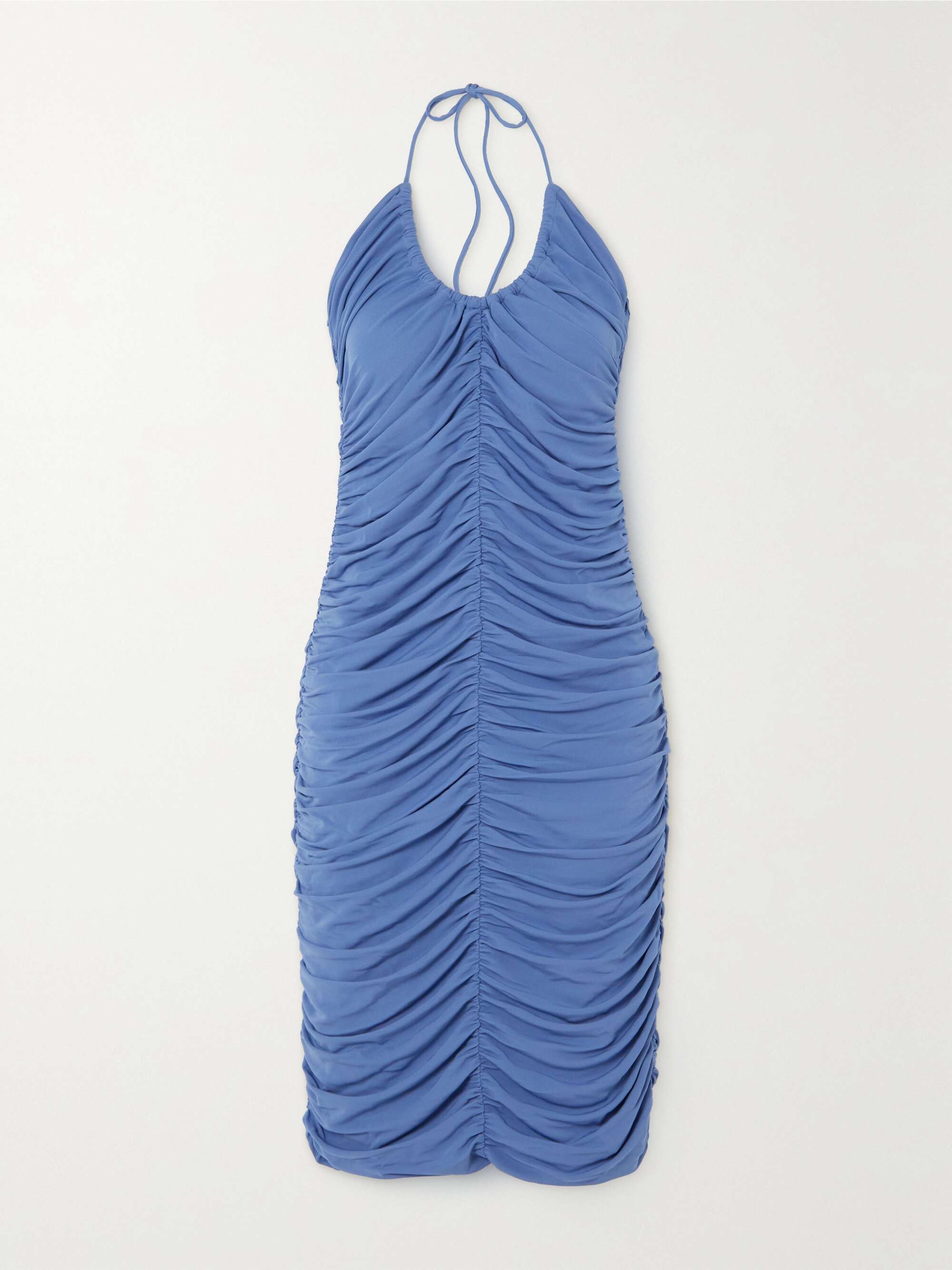 Blue Ruched halterneck stretch-jersey midi dress | ZEYNEP ARCAY | NET-A ...