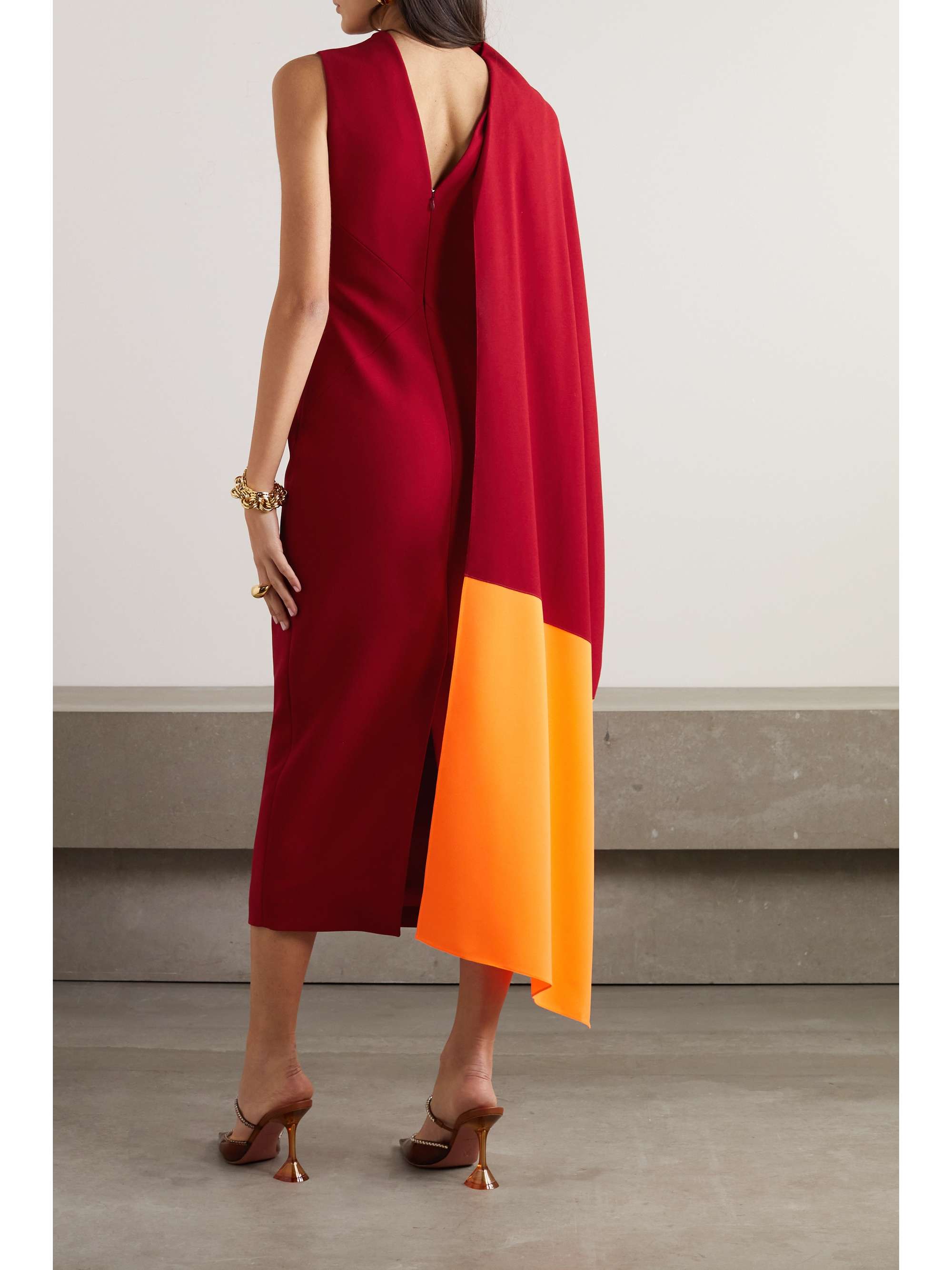 ROKSANDA Edith cape-effect two-tone crepe midi dress