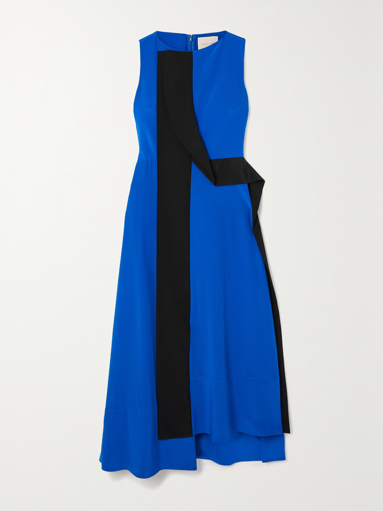 Roksanda Abstract Draped-panel Silk Dress In Blue