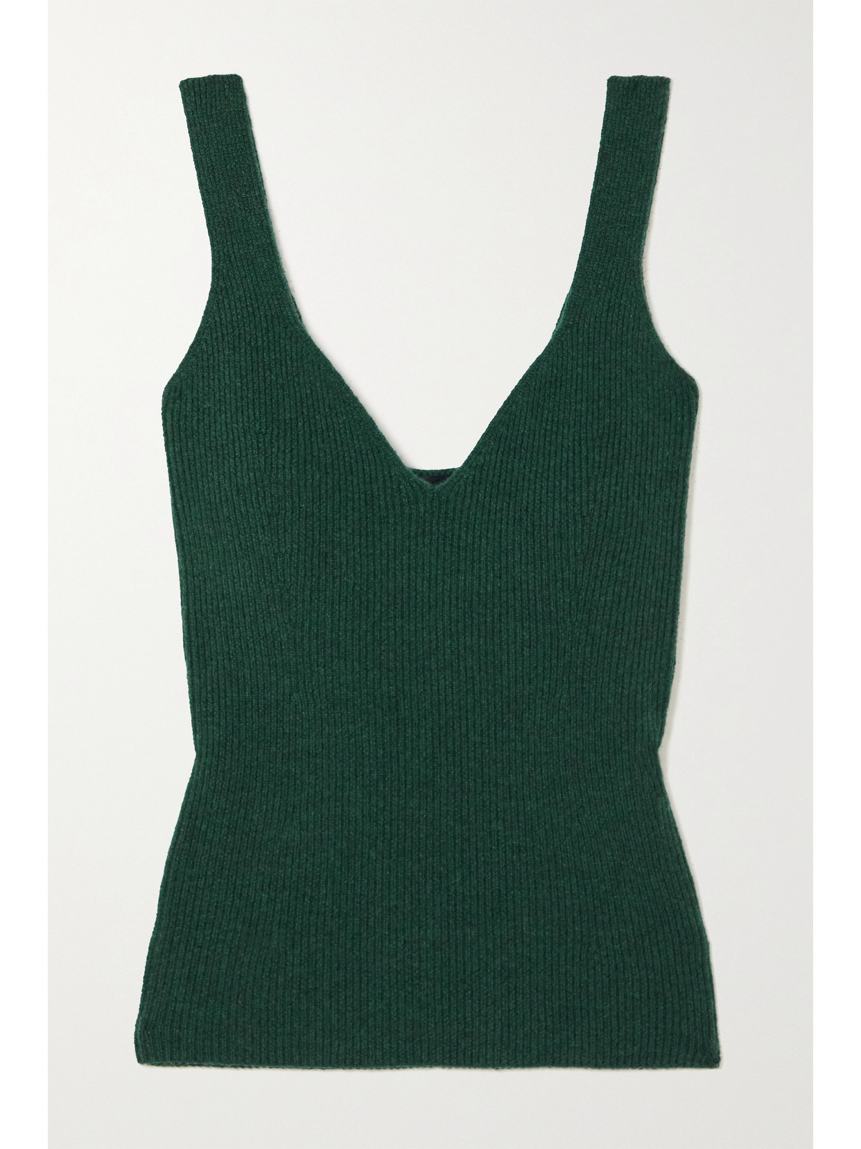 Arch4 - Seattle Open-back Ribbed Organic Cashmere Tank - Green