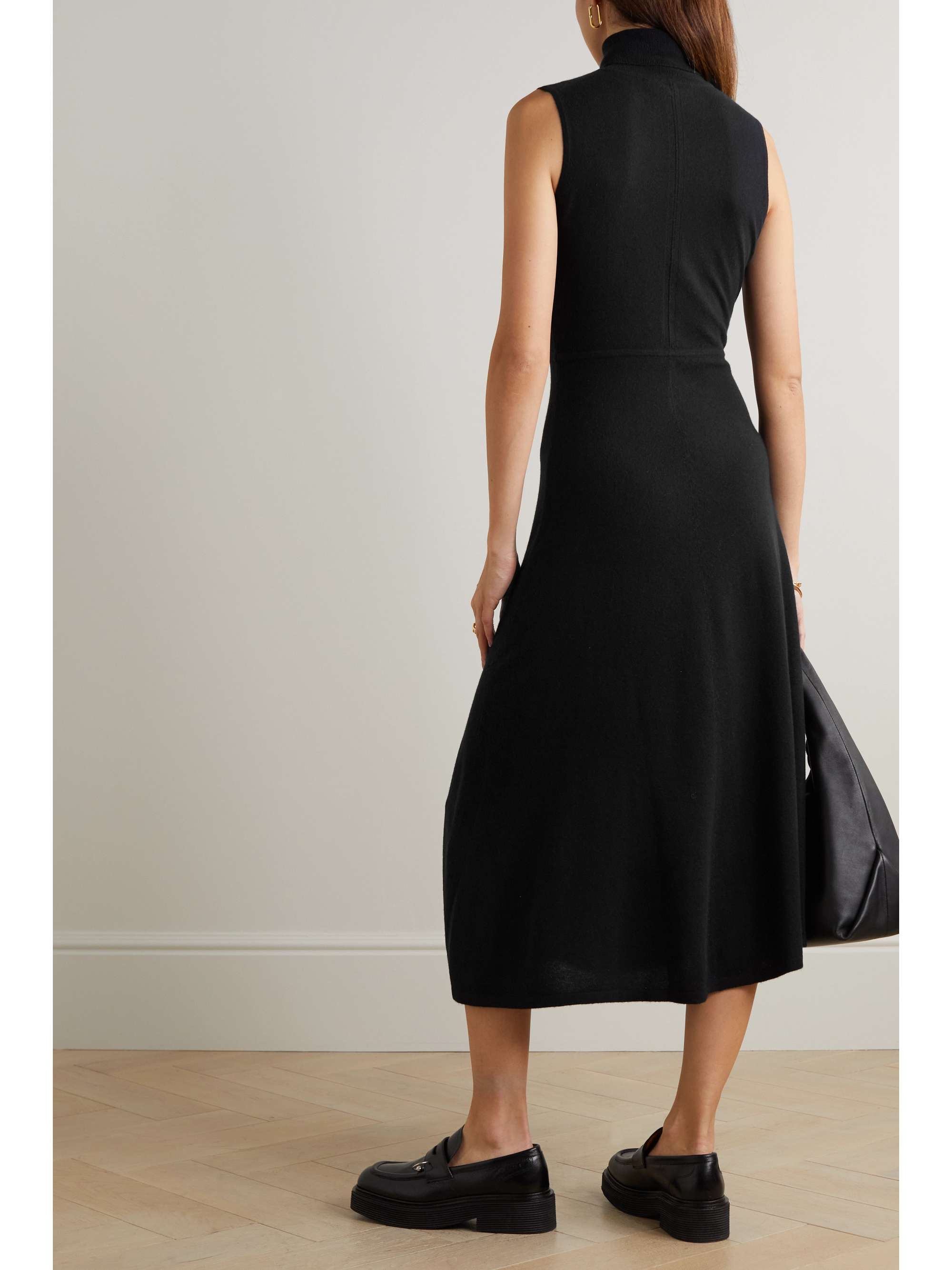 ARCH4 Naima ribbed organic cashmere turtleneck midi dress