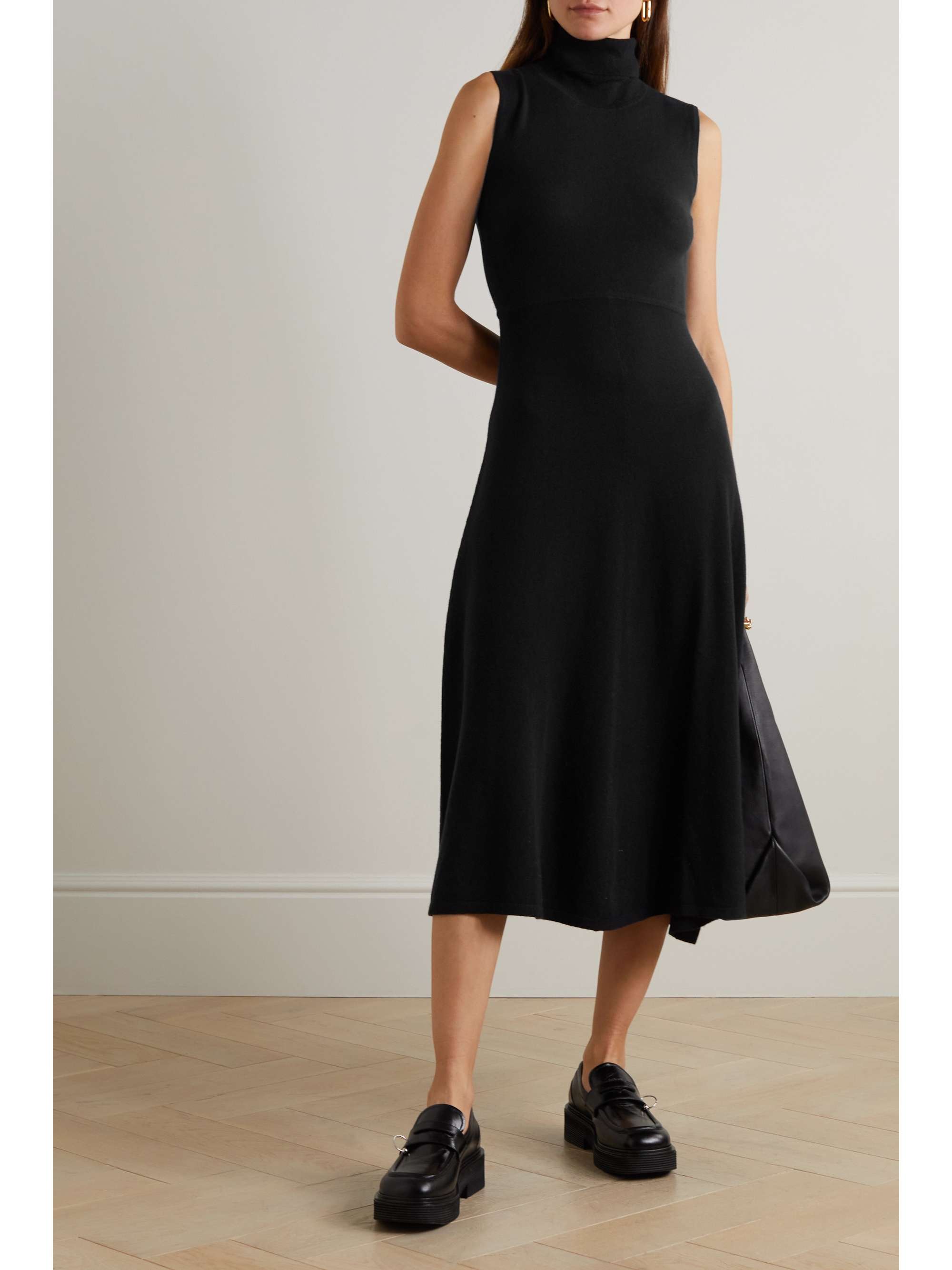 ARCH4 Naima ribbed organic cashmere turtleneck midi dress