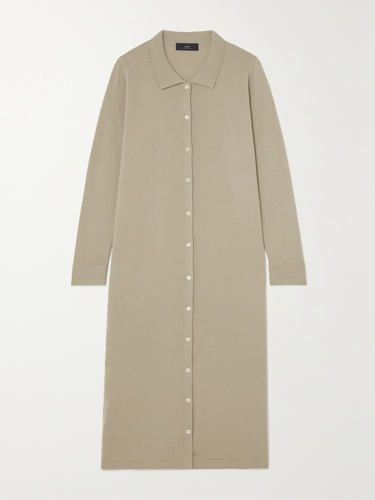 Arch4 Madeleine Organic Cashmere Maxi Shirt Dress In Neutrals