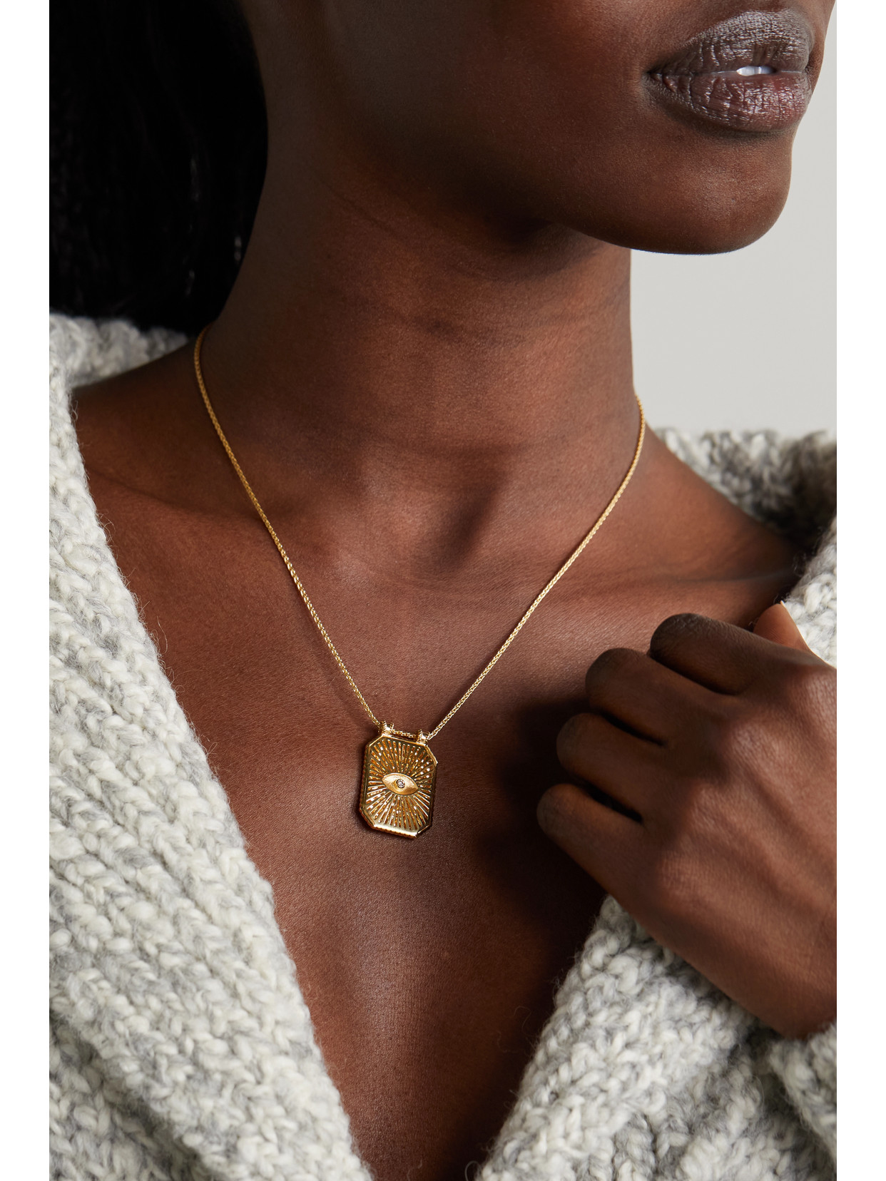MARIE LICHTENBERG EYE PROTECT 18-KARAT GOLD DIAMOND NECKLACE