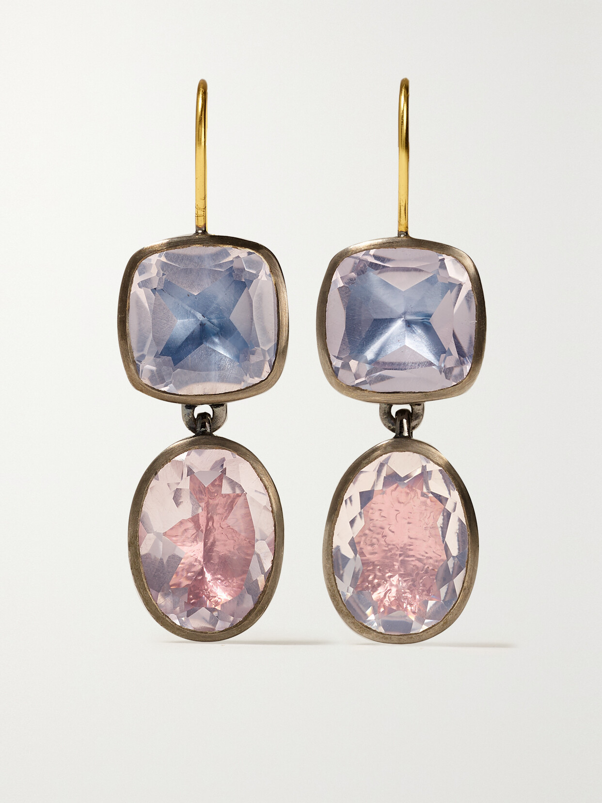 Larkspur & Hawk Luzia 14-karat Gold And Rhodium-dipped Quartz Earrings