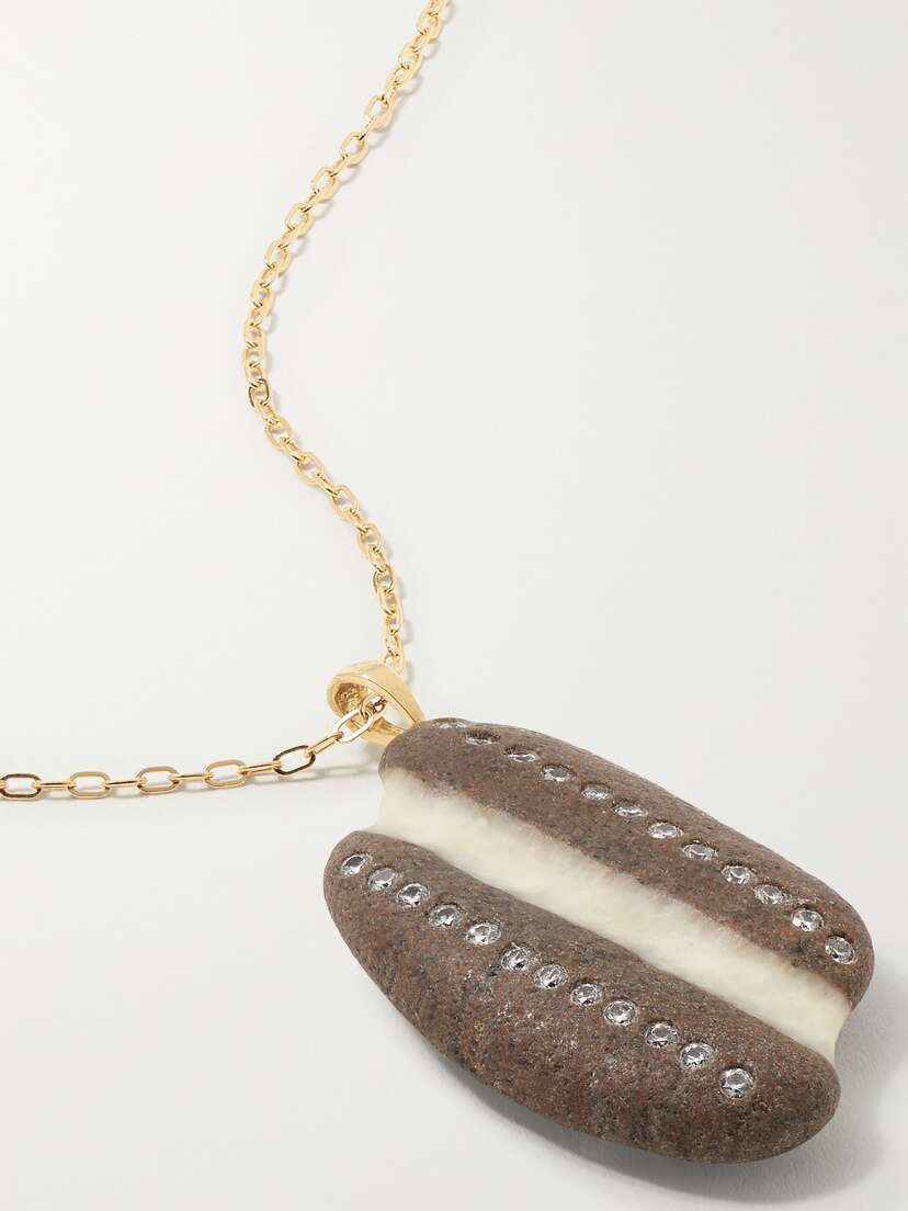 CVC Stones Stripey 18-karat Gold, Stone And Diamond Necklace