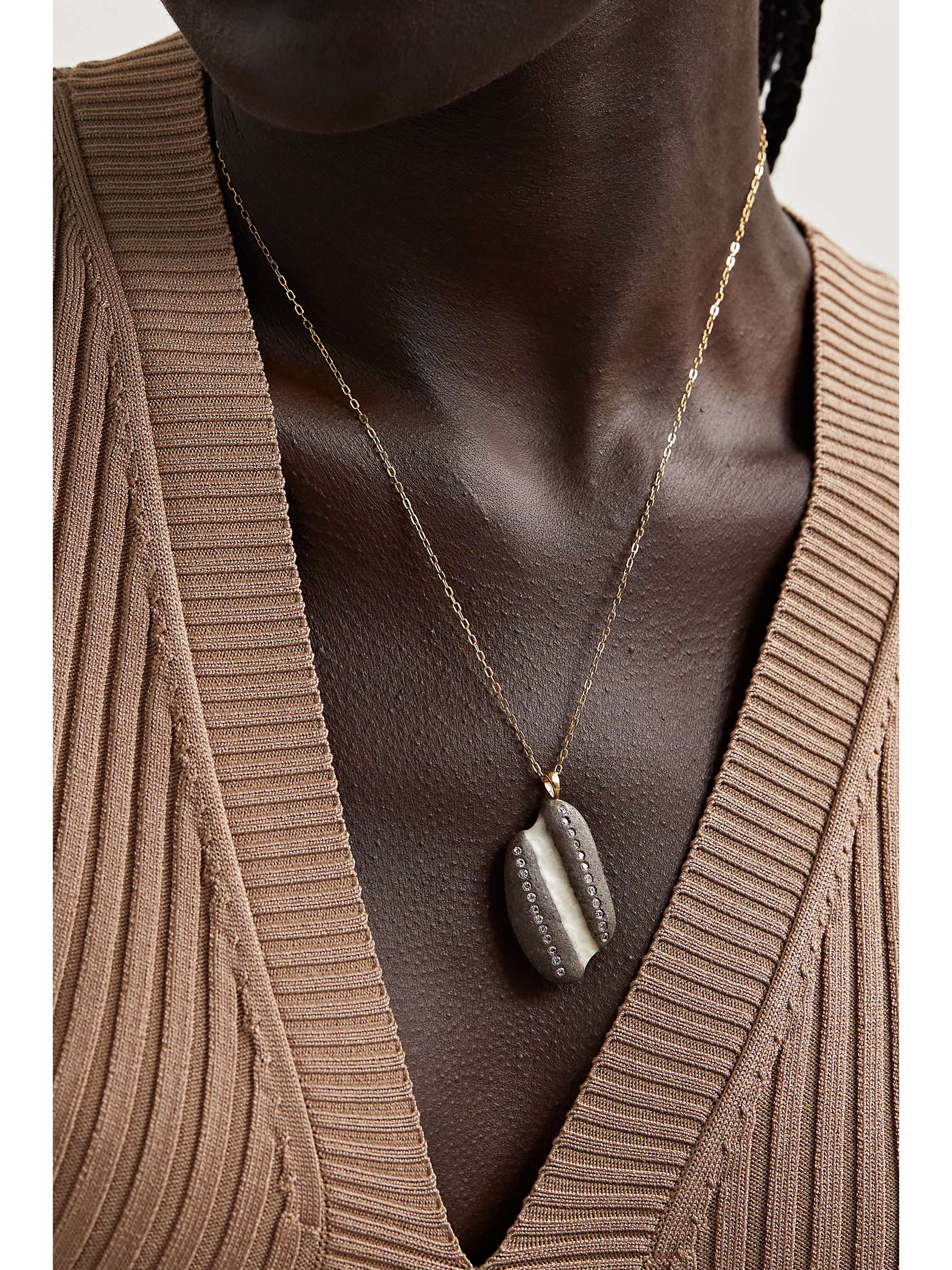 Gold Stripey 18karat gold, stone and diamond necklace CVC STONES