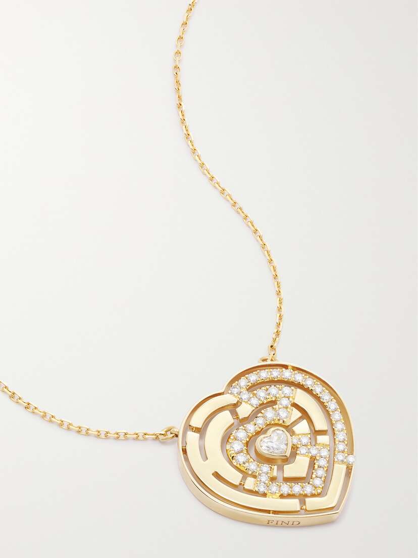 Robinson Pelham Labyrinth Heart 18-karat Gold Diamond Necklace