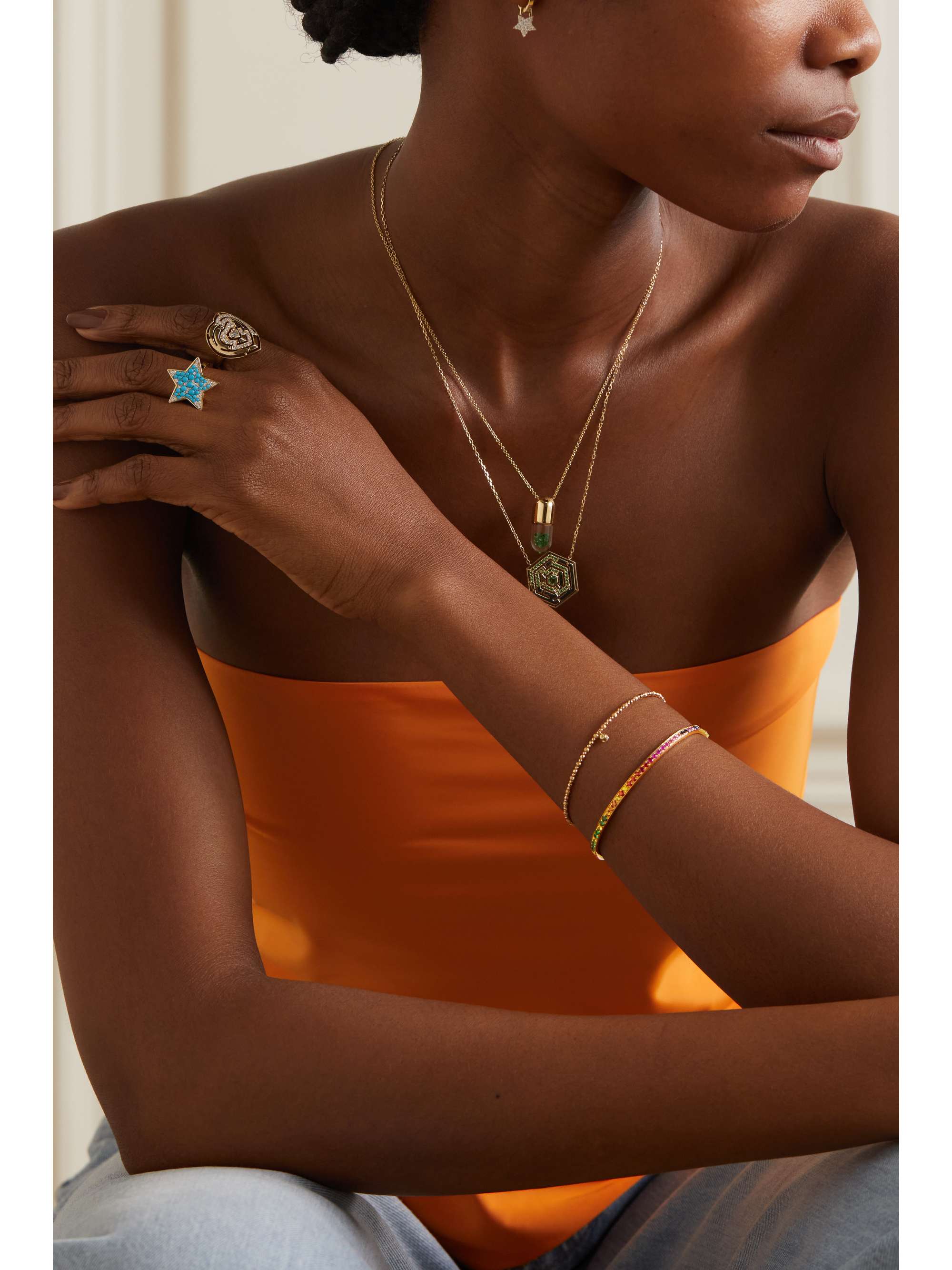 ROBINSON PELHAM Uno 18-karat gold multi-stone bangle