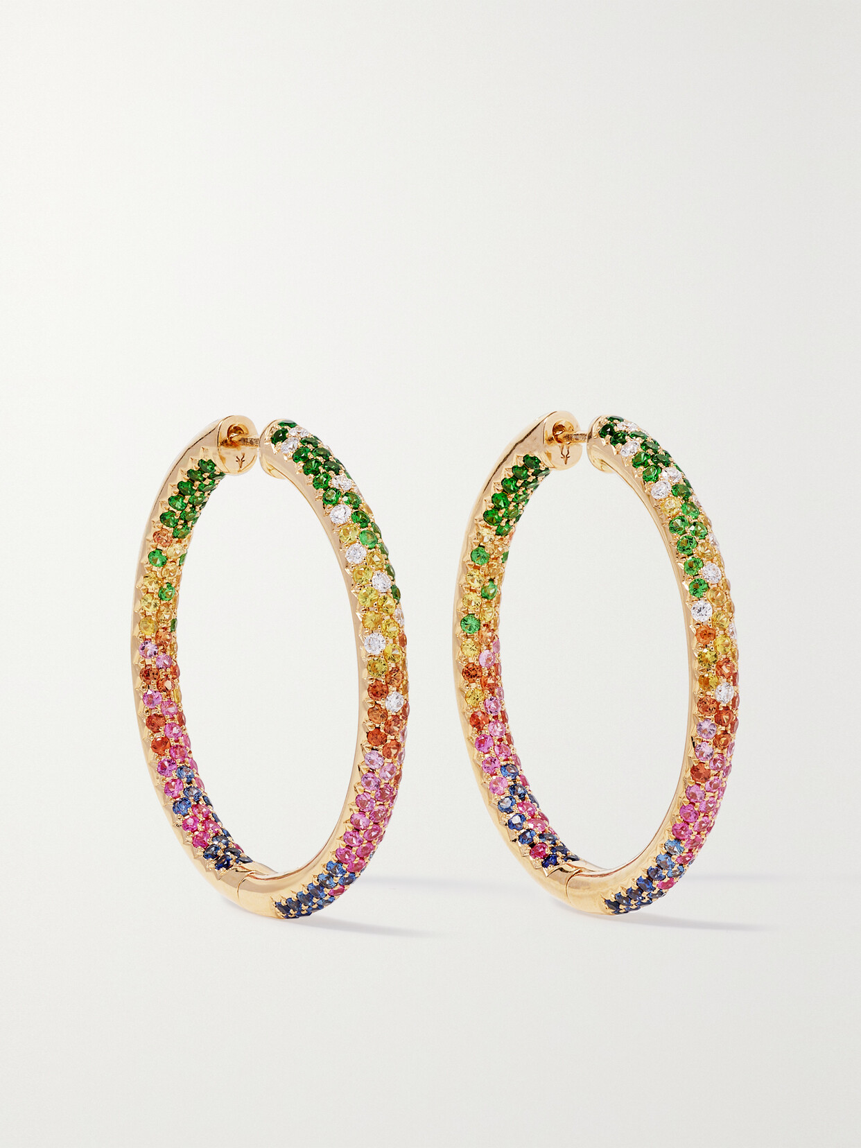 Robinson Pelham - Disco 18-karat Gold Multi-stone Hoop Earrings - one size