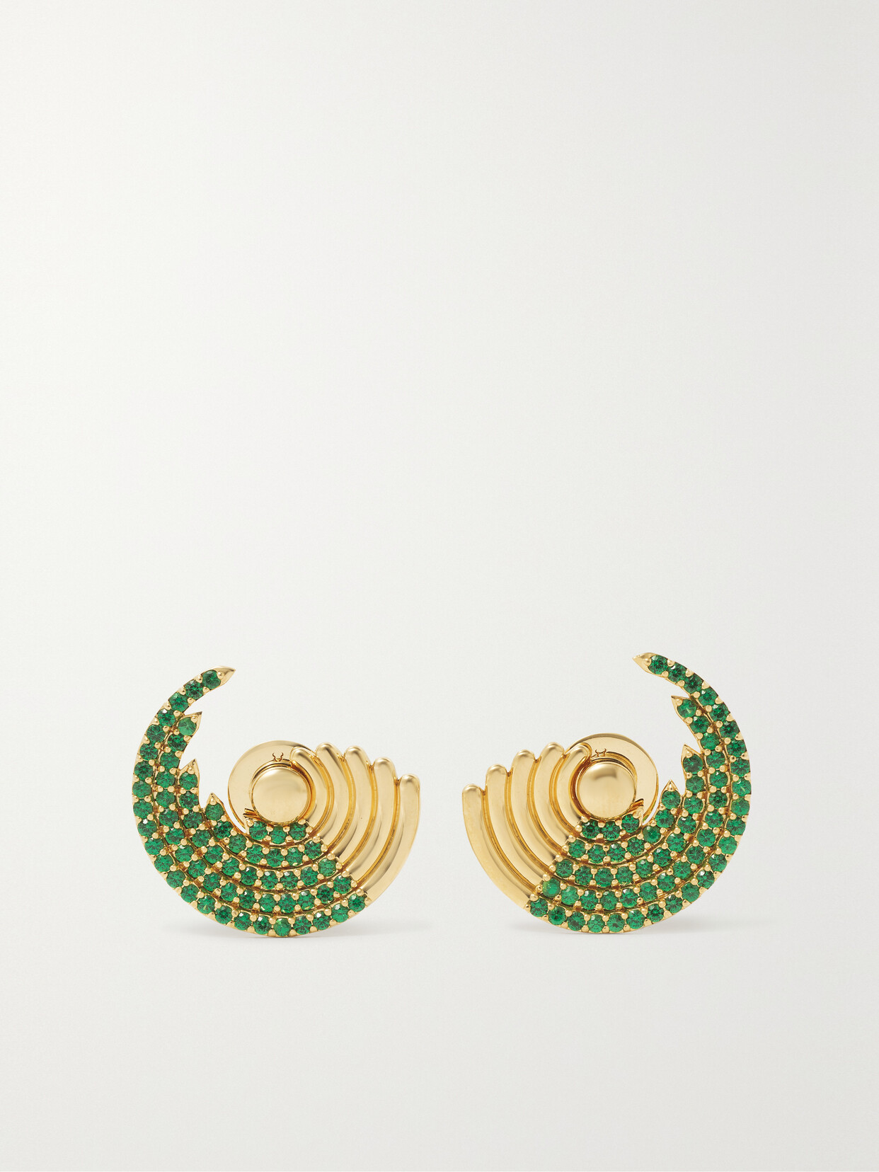 Robinson Pelham Zouk Large 18-karat Gold Tsavorite Earrings In Green