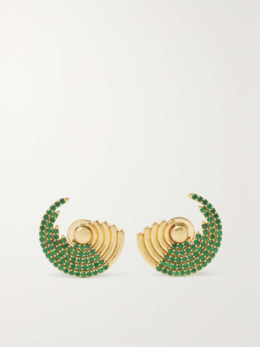 Robinson Pelham Zouk Large 18-karat Gold Tsavorite Earrings