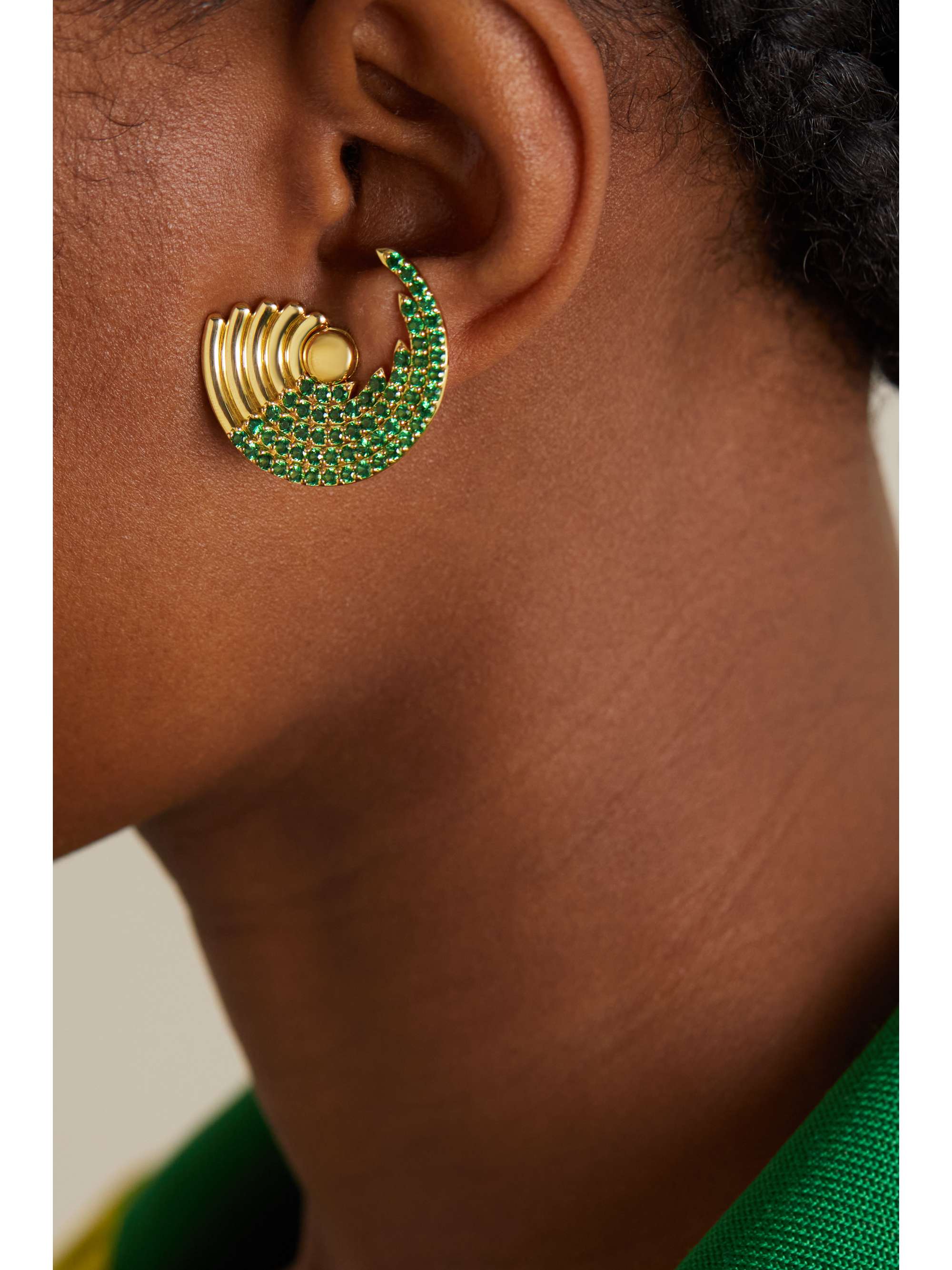 ROBINSON PELHAM Zouk Large 18-karat gold tsavorite earrings
