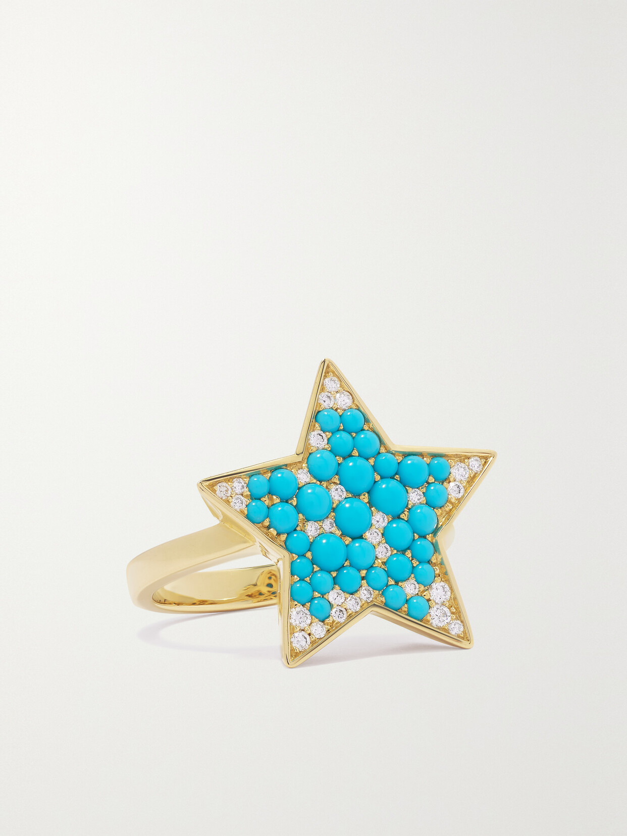 Robinson Pelham - Vega 18-karat Gold, Turquoise And Diamond Ring - 5 1/2