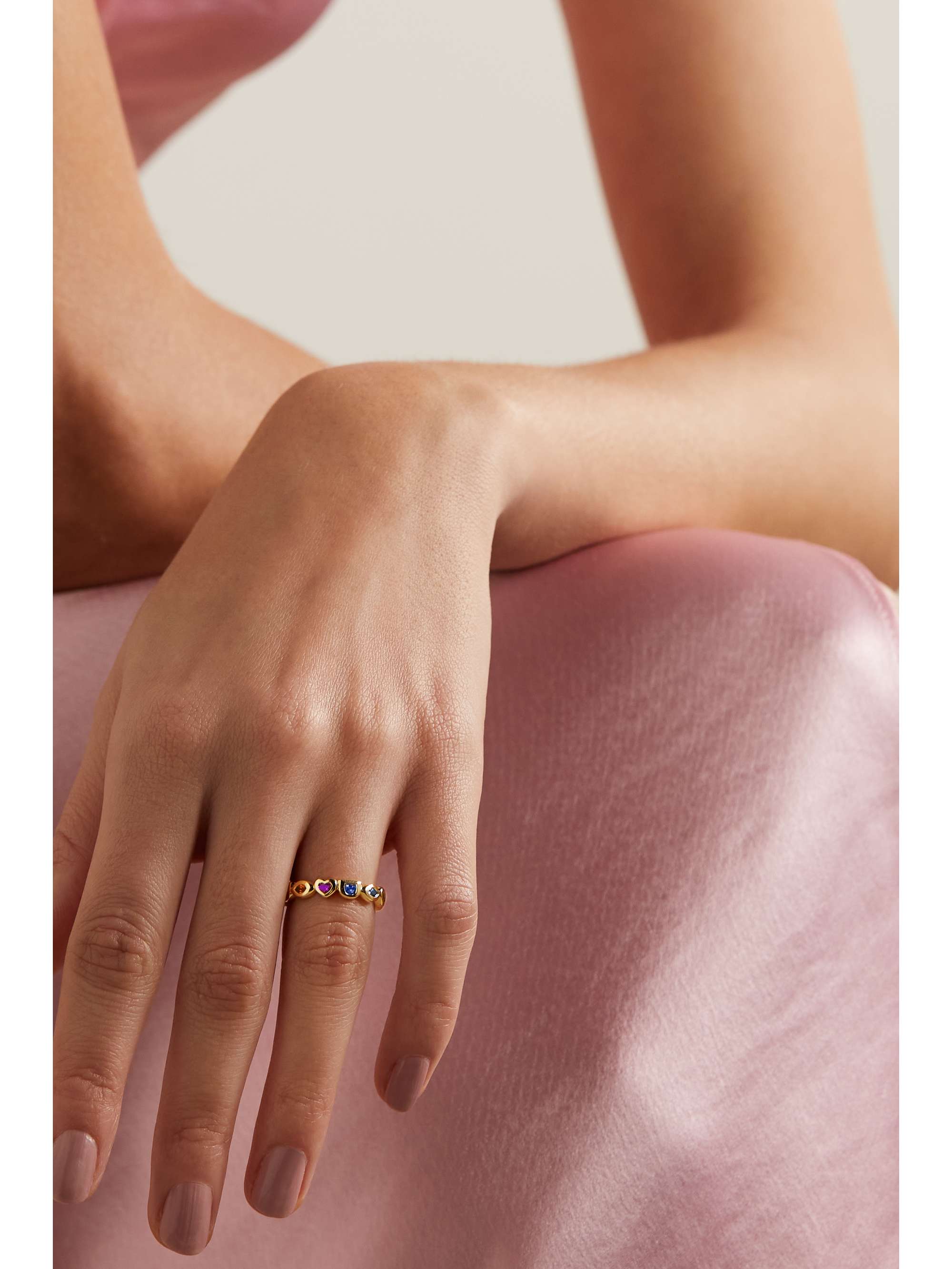ROBINSON PELHAM Mini Eye Love U 18-karat gold, sapphire and tsavorite ring