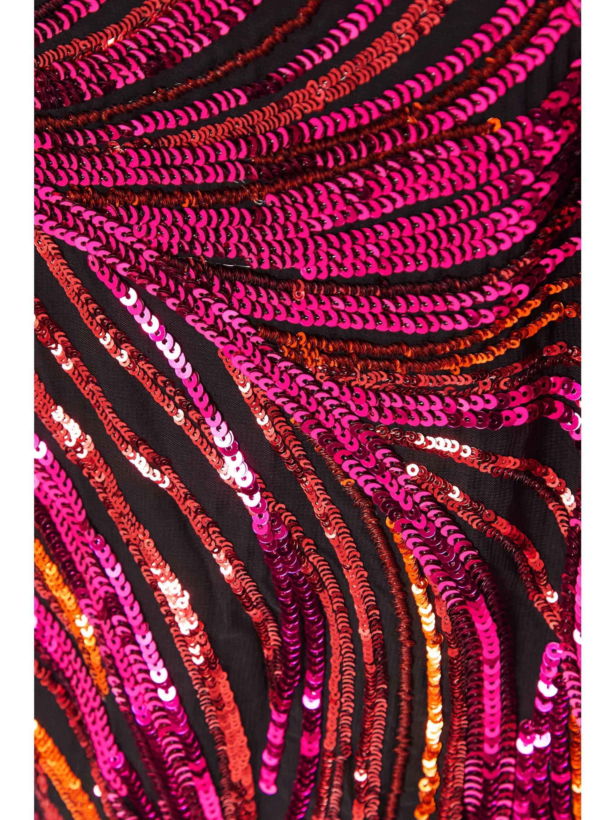 HALPERN One-shoulder cutout sequined tulle mini dress