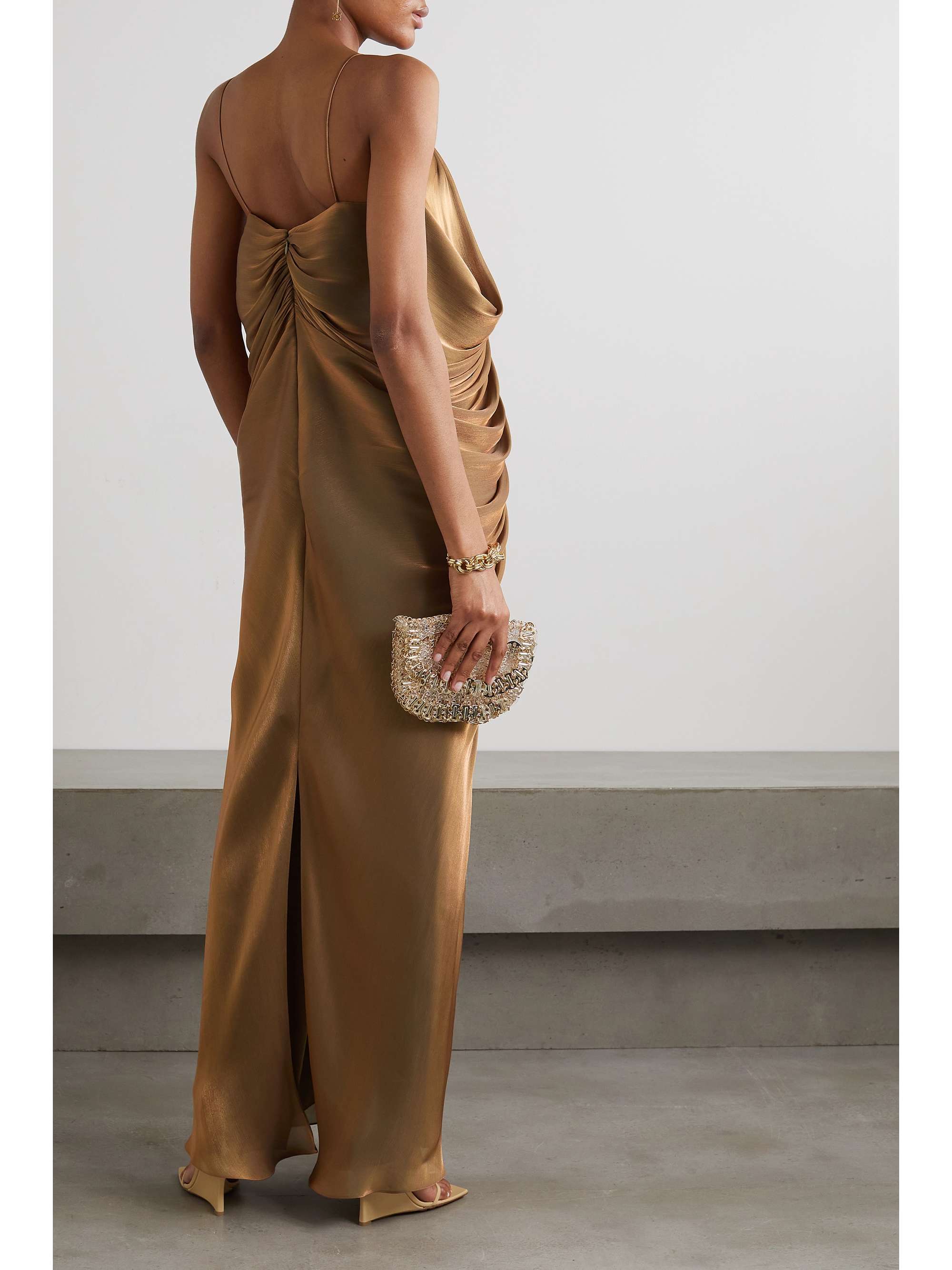 HALPERN Draped lamé maxi dress