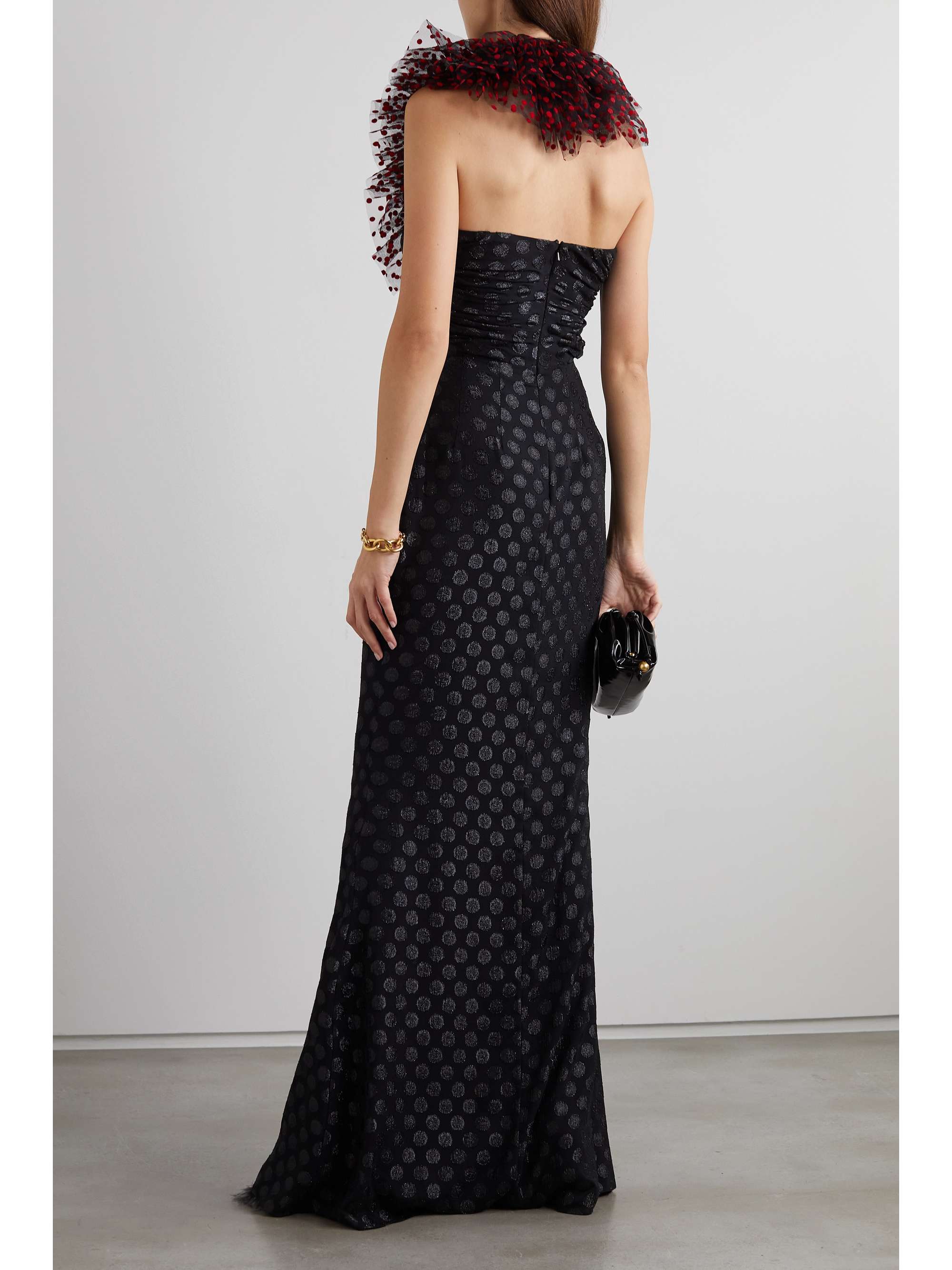 HALPERN Cutout embellished georgette halterneck maxi dress
