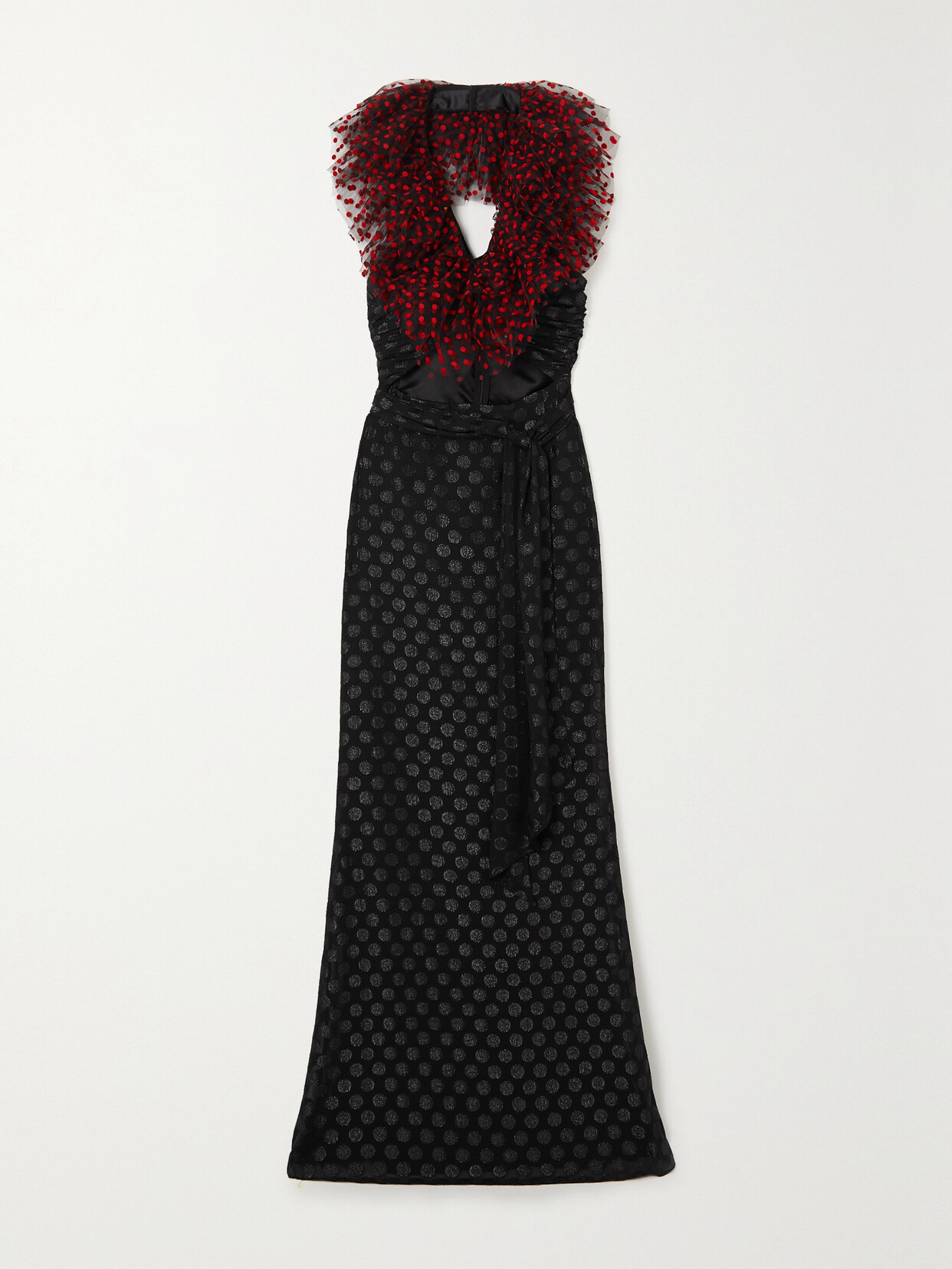 Halpern - Cutout Embellished Georgette Halterneck Maxi Dress - Black