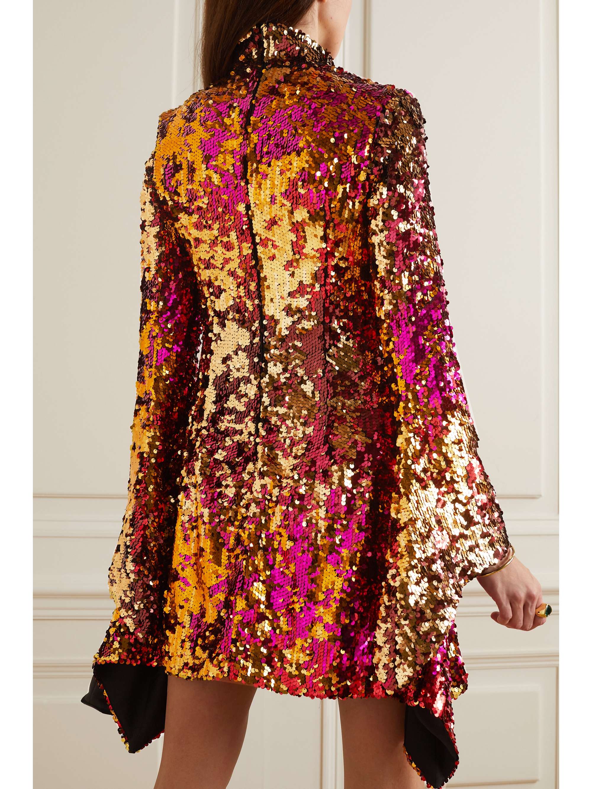HALPERN Sequined tulle mini dress