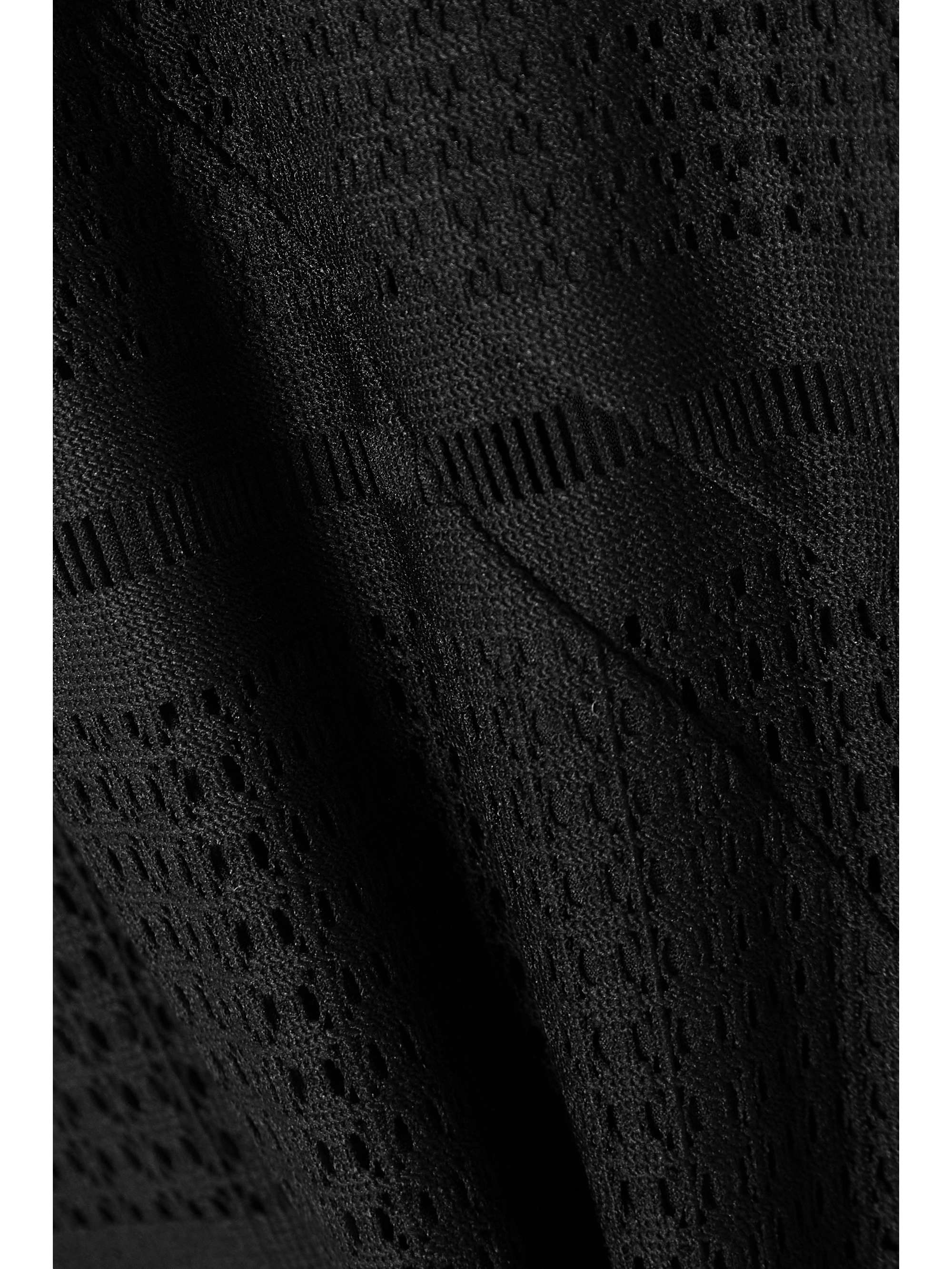 HALPERN Ruffled paneled open-knit midi dress