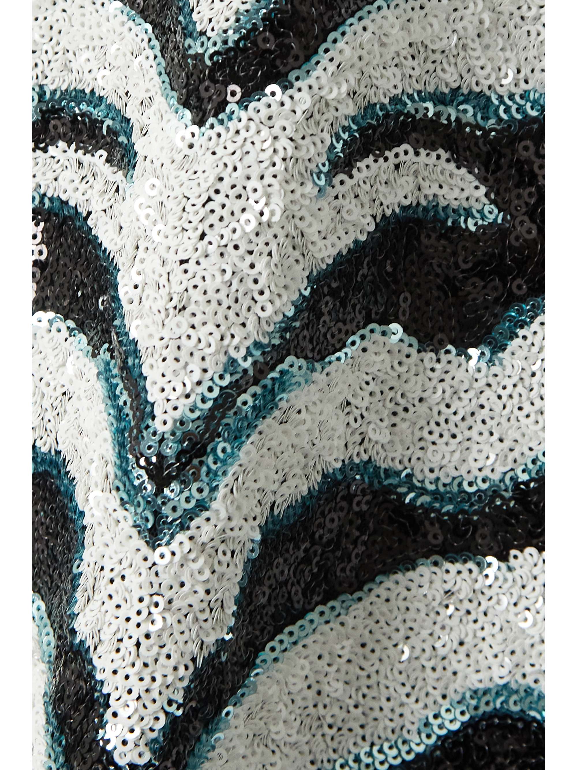HALPERN Sequined zebra-print tulle maxi dress