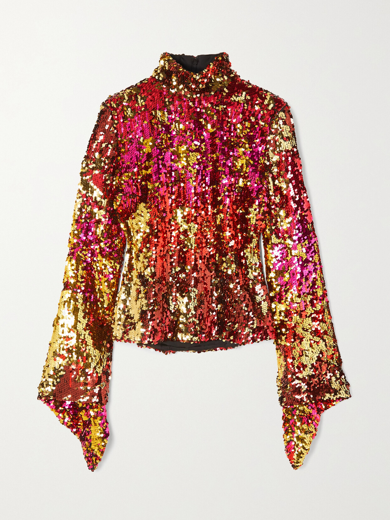 Halpern - Sequinned Tulle Turtleneck Top - Pink