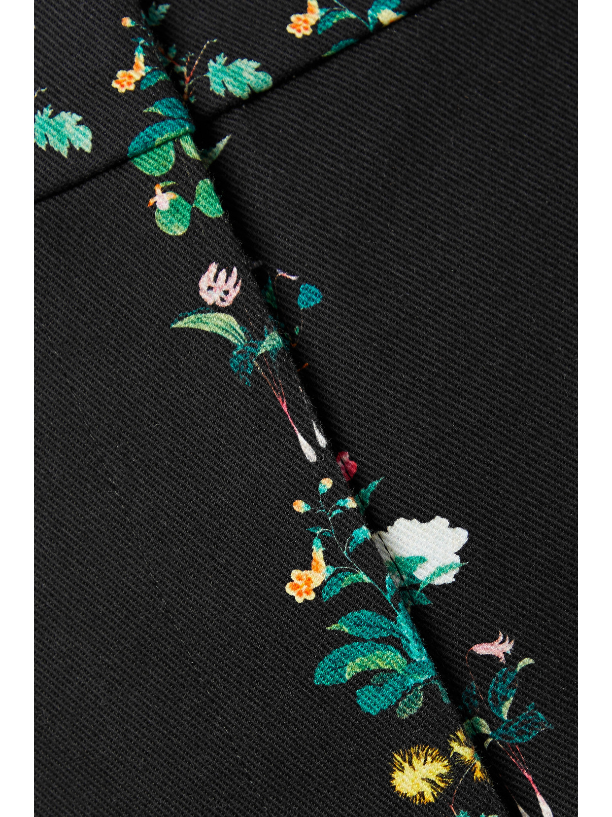 Adam Lippes Deeda Floral-print Cotton-blend Twill Straight-leg Pants In Black