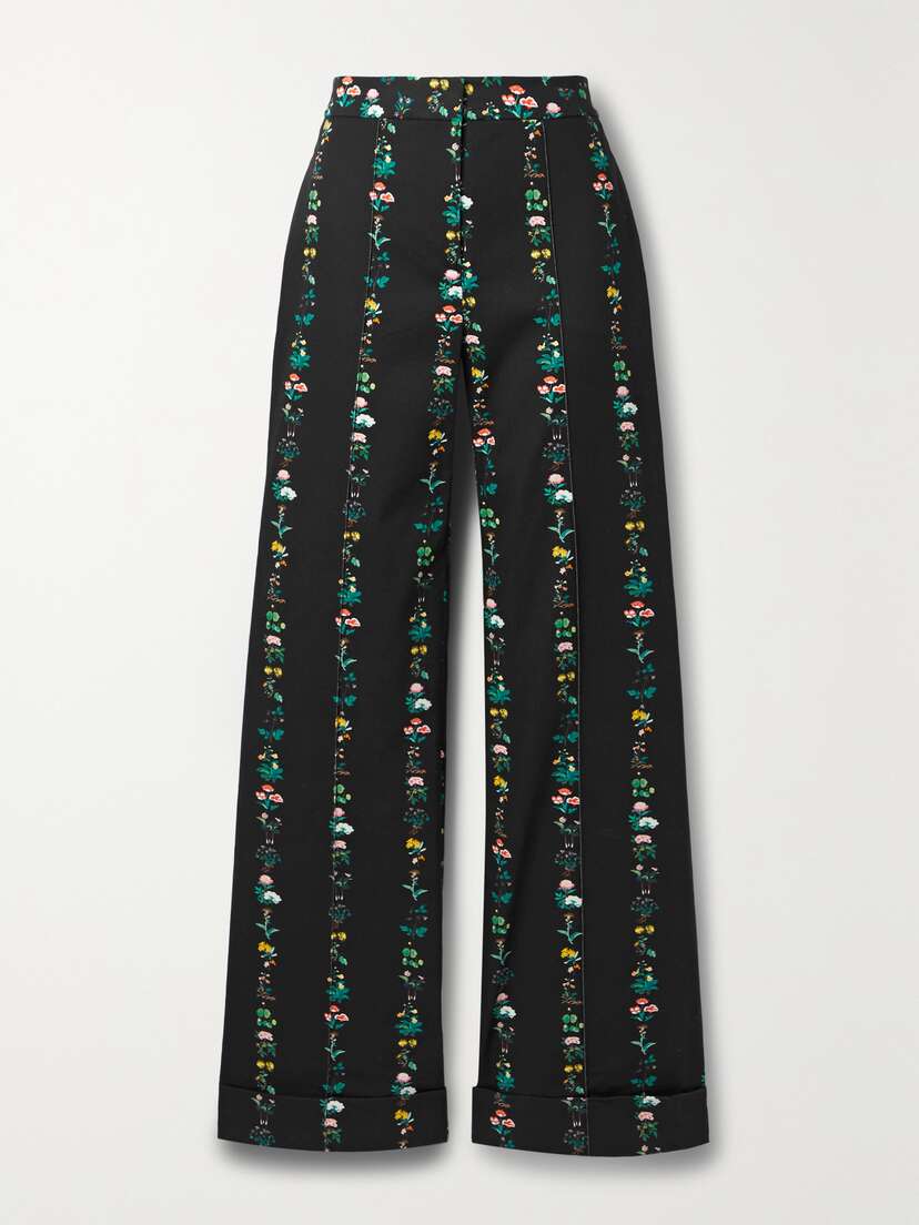 Adam Lippes Deeda Floral-print Cotton-blend Twill Straight-leg Pants