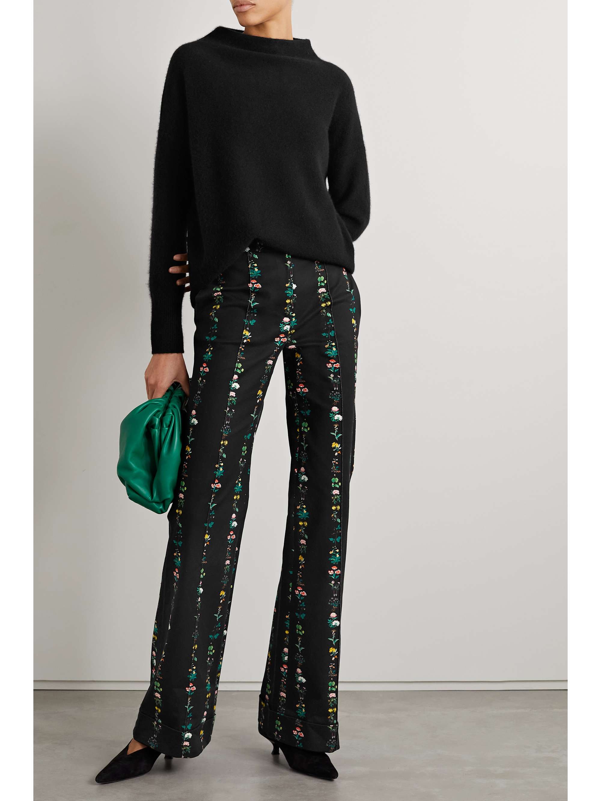 ADAM LIPPES Deeda floral-print cotton-blend twill straight-leg pants