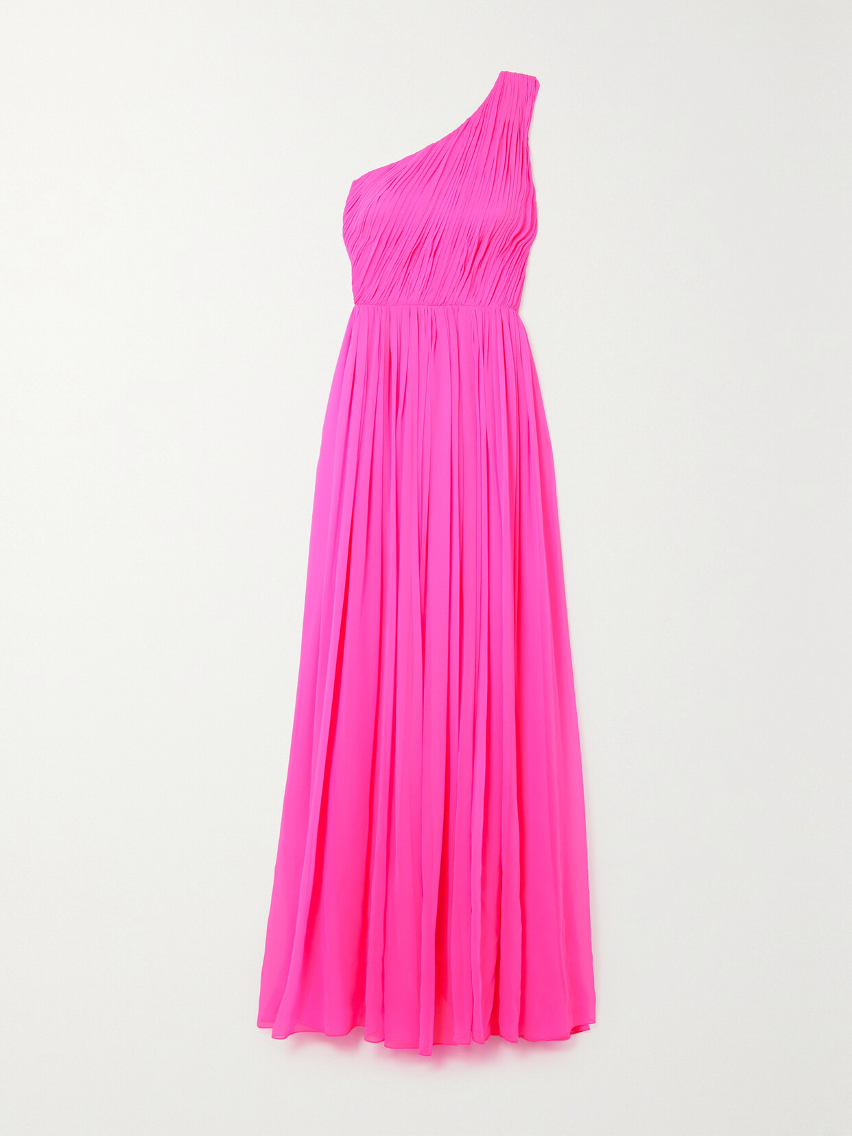 ADAM LIPPES ONE-SHOULDER PLISSE SILK-CHIFFON MAXI DRESS