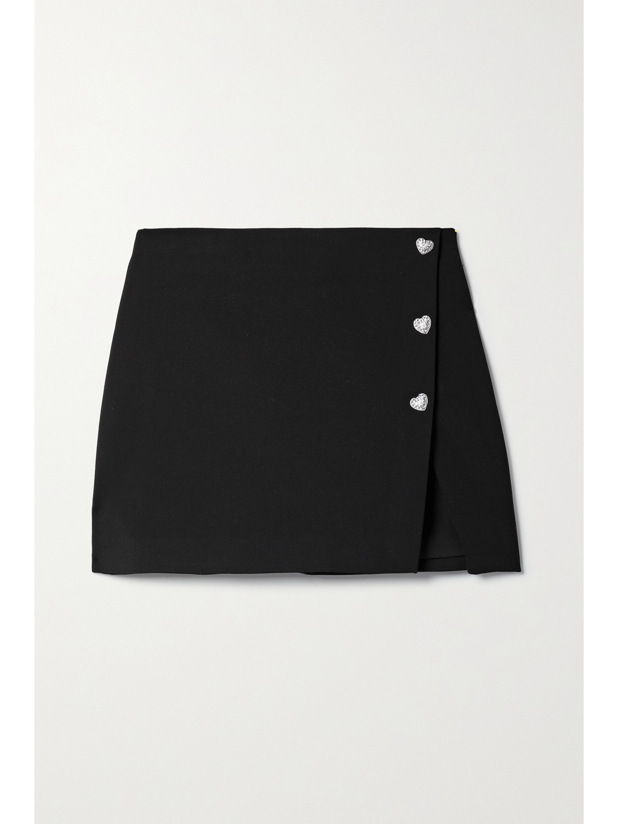 Self-Portrait - Embellished Crepe Mini Wrap Skirt - Black