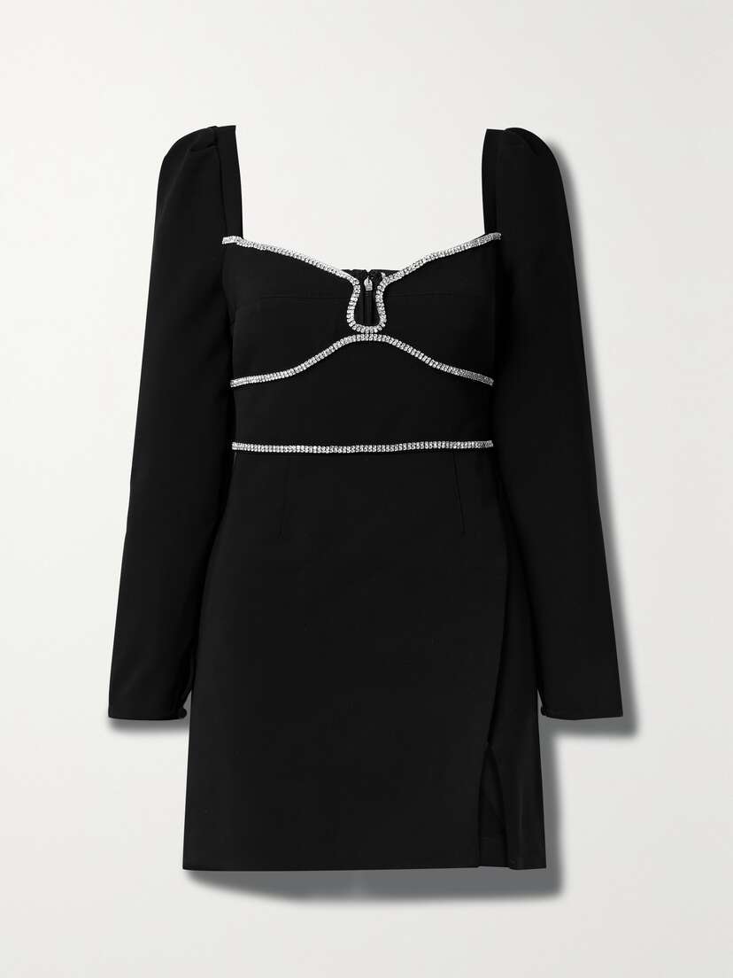 Self-Portrait Crystal-embellished Crepe Mini Dress