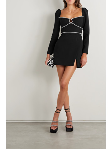 self-portrait Crystal-embellished crepe mini dress