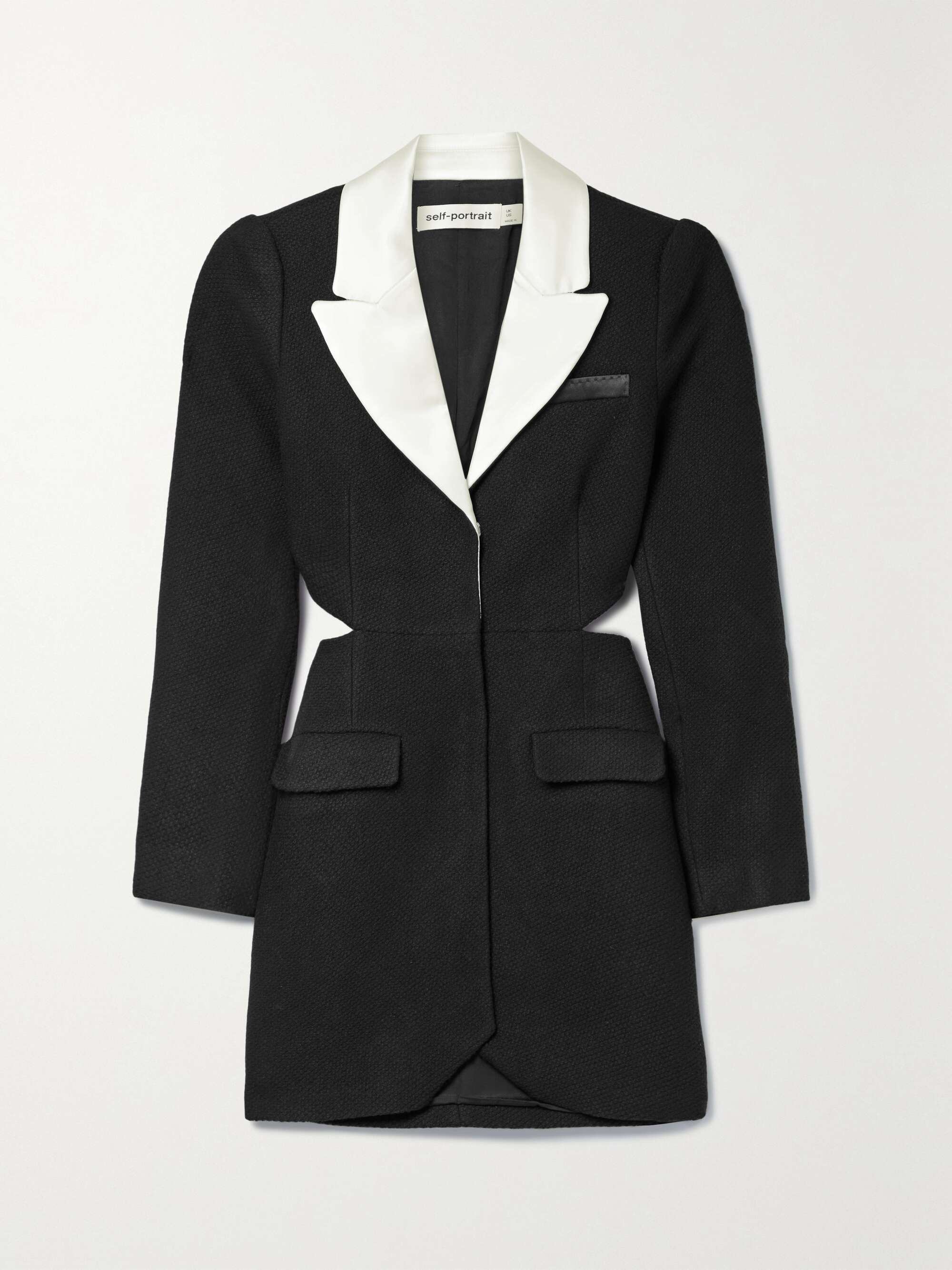 Self Portrait Womens Black Tuxedo Cut Out Woven Mini Dress 25