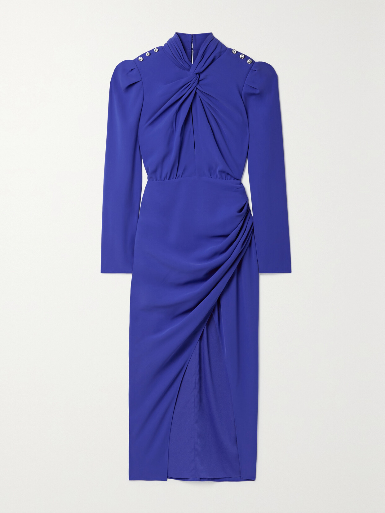 Self-Portrait - Crystal-embellished Wrap-effect Crepe Midi Dress - Blue