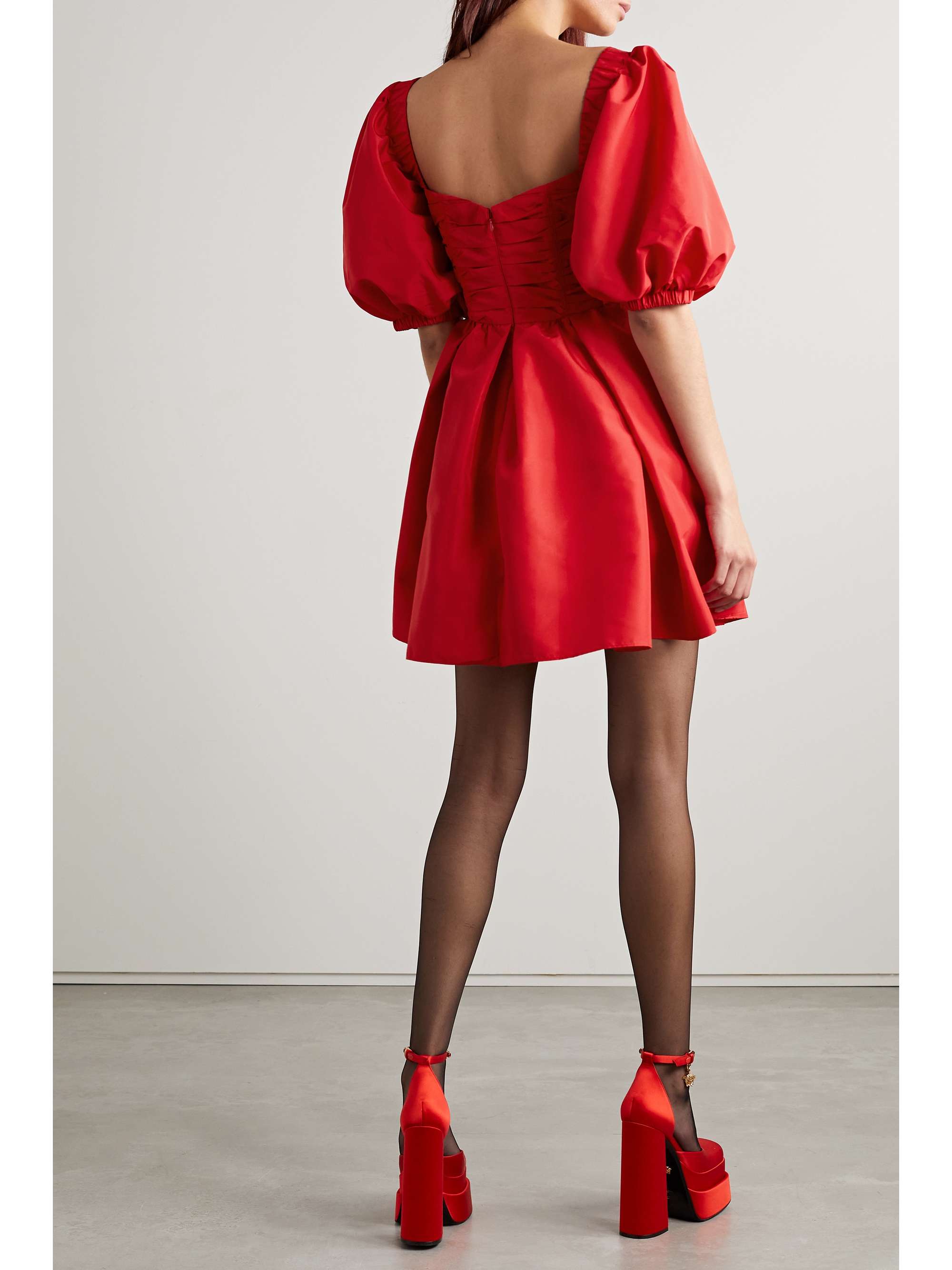 SELF-PORTRAIT Pleated taffeta mini dress