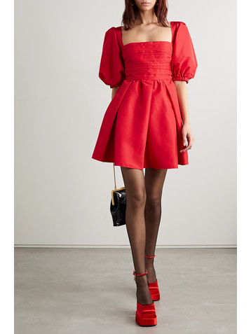 self-portrait Pleated taffeta mini dress