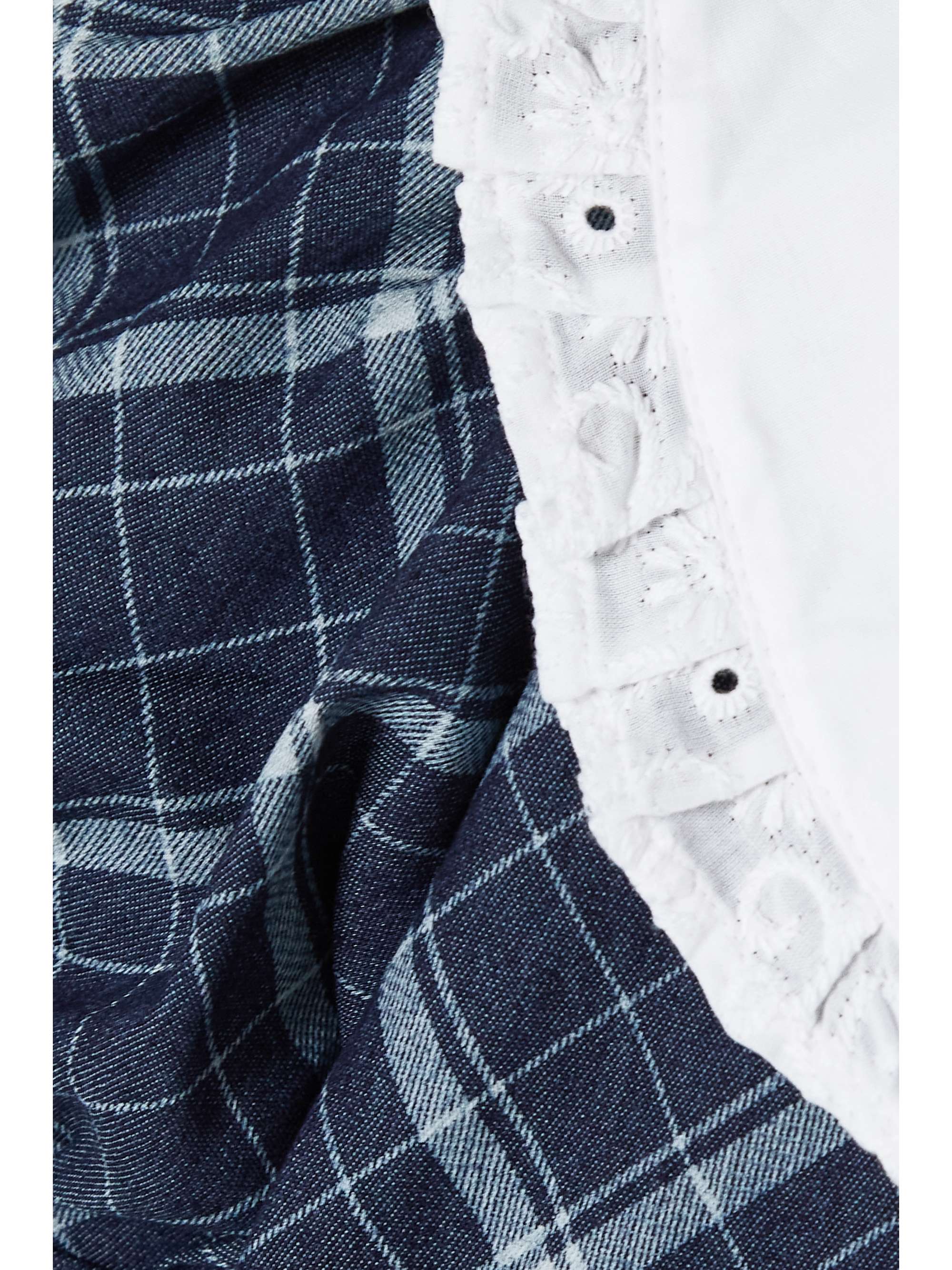 MAISON CLÉO Josepha broderie anglaise-trimmed checked cotton-chambray mini dress