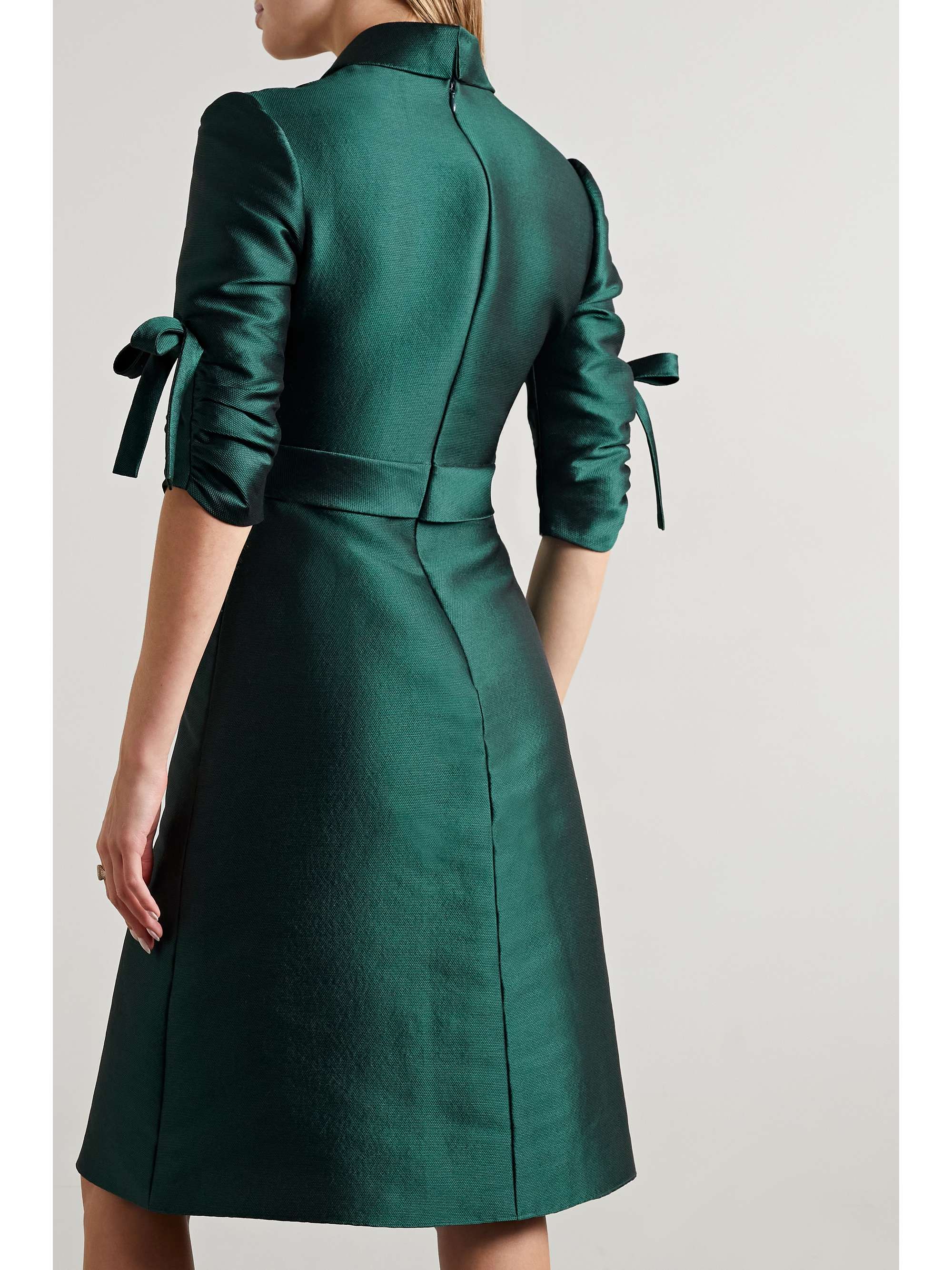 REEM ACRA Crystal-embellished satin-piqué mini dress