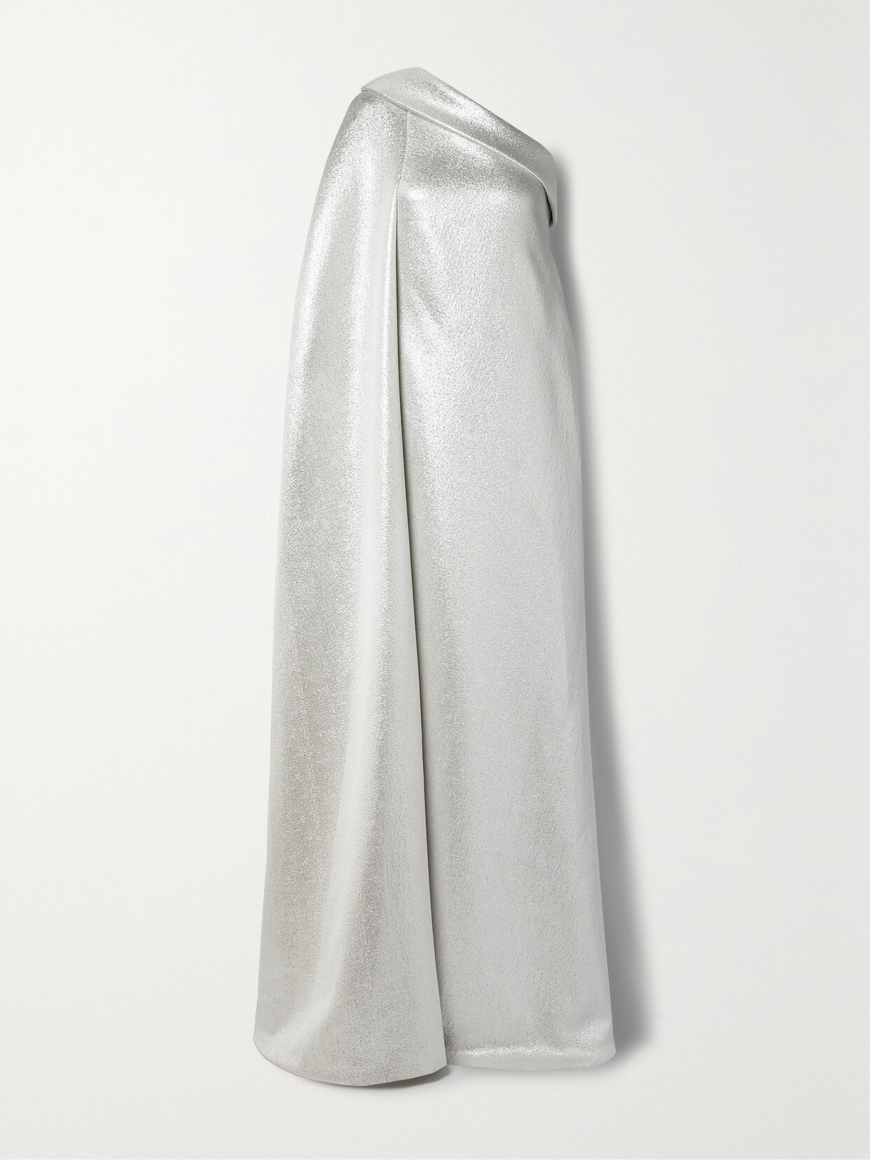Reem Acra One-shoulder Cotton-blend Lamé Gown - Silver