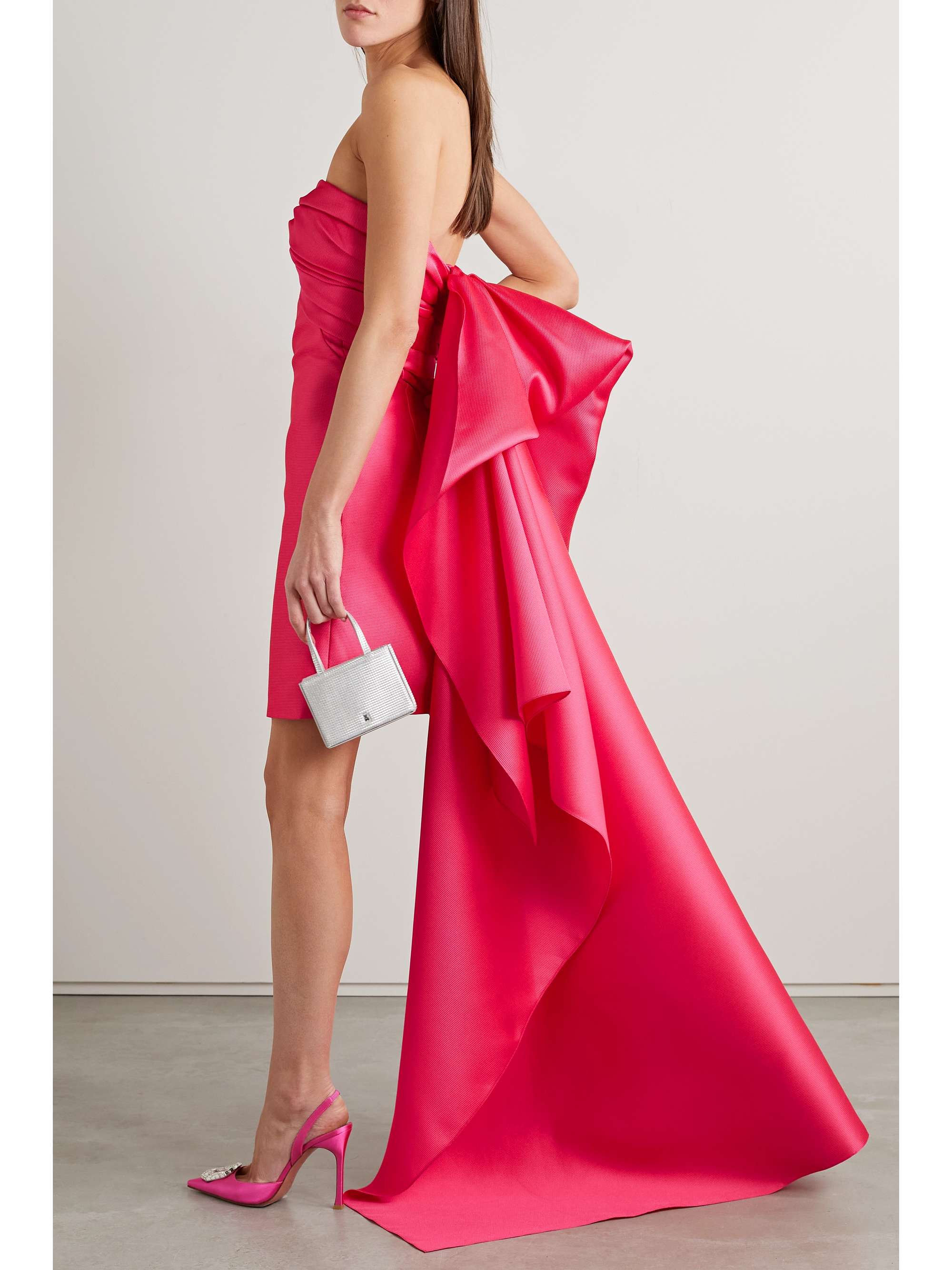 REEM ACRA Convertible strapless mikado-piqué mini dress