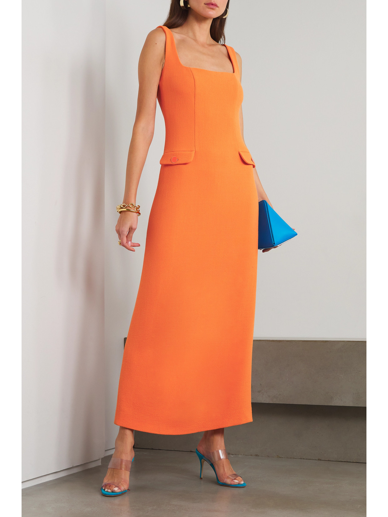 Rowen Rose Virgin Wool Sleeveless Dress In Orange ModeSens