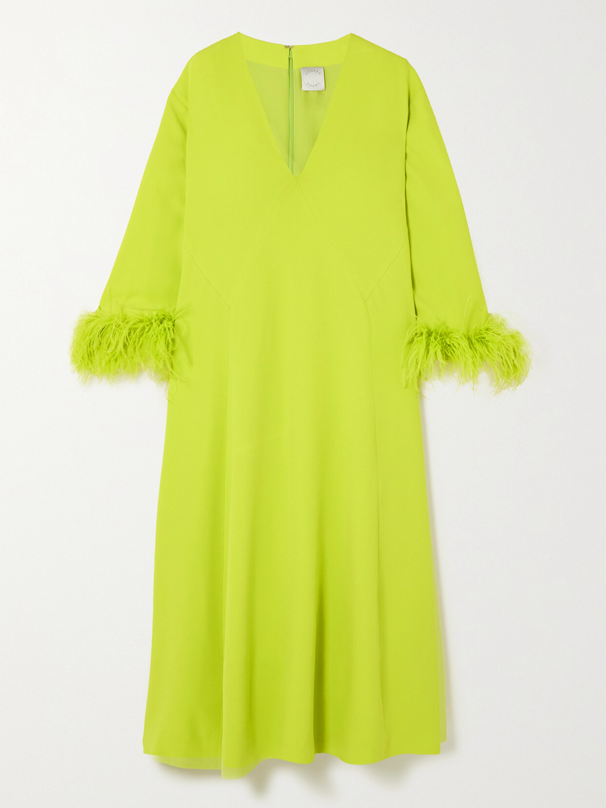 Huishan Zhang Houston Feather-trimmed Crepe Midi Dress - Yellow