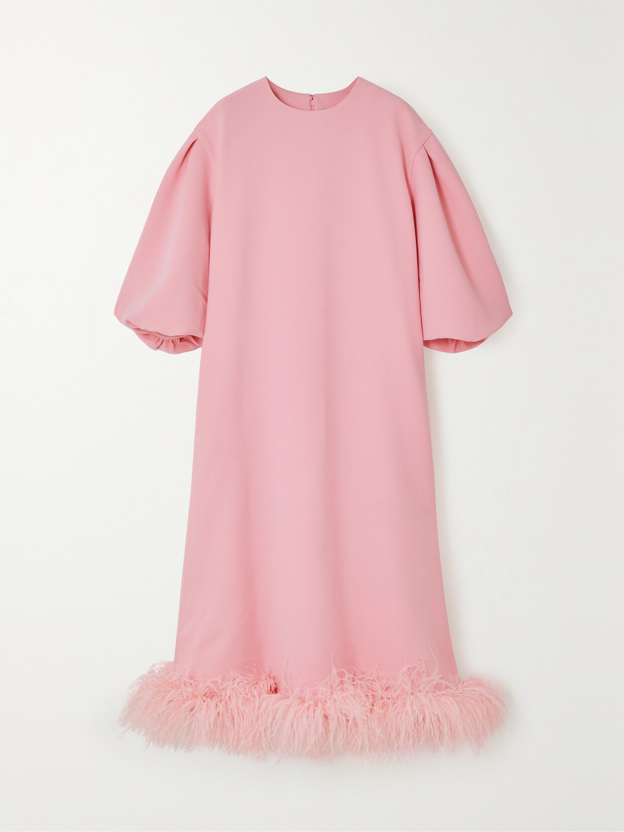 Huishan Zhang Poppy Feather-trimmed Recycled-crepe Midi Dress - Pink